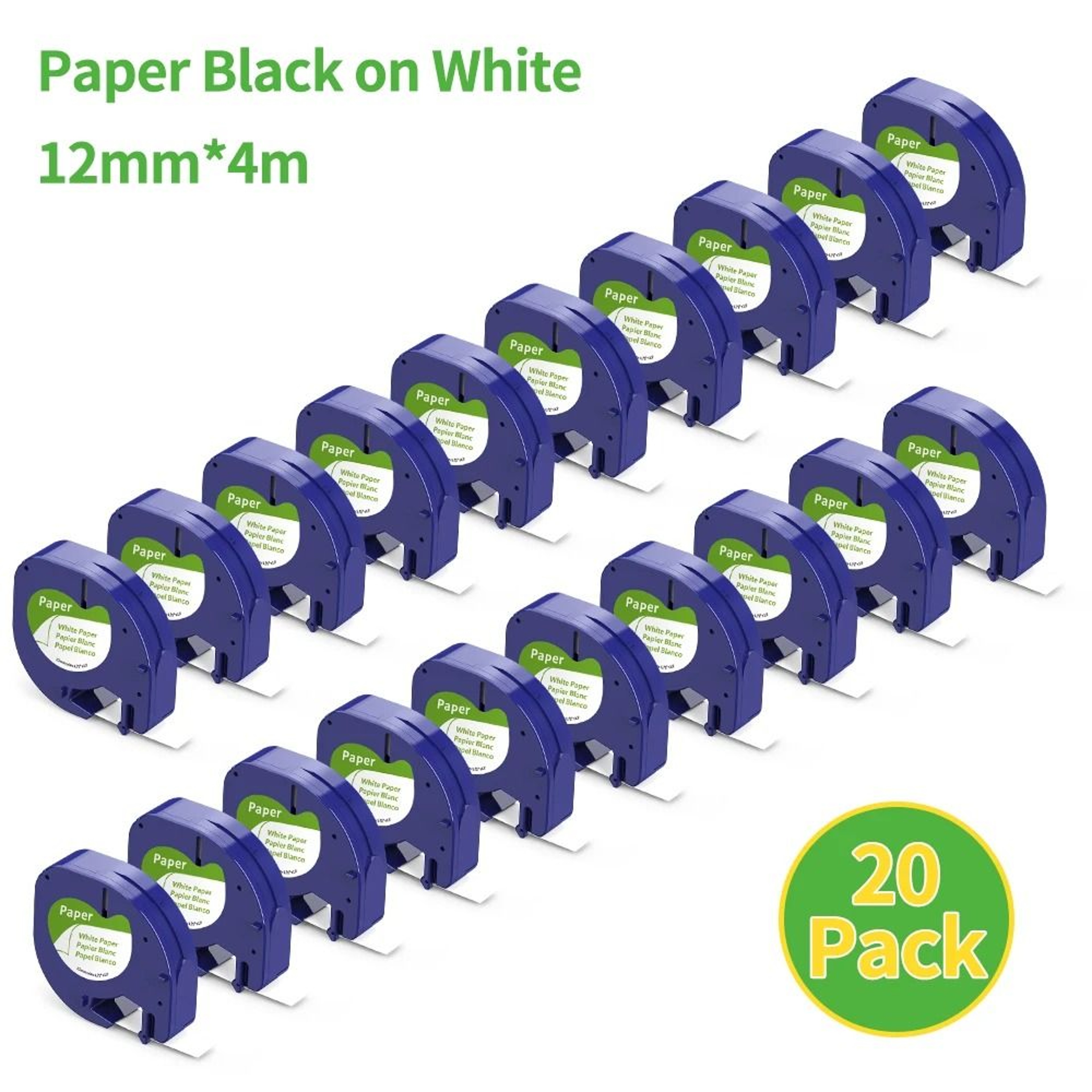 12mm Plastic Label Tape Cartridges Compatible For Dymo LetraTag LT100H 200B QX50 14