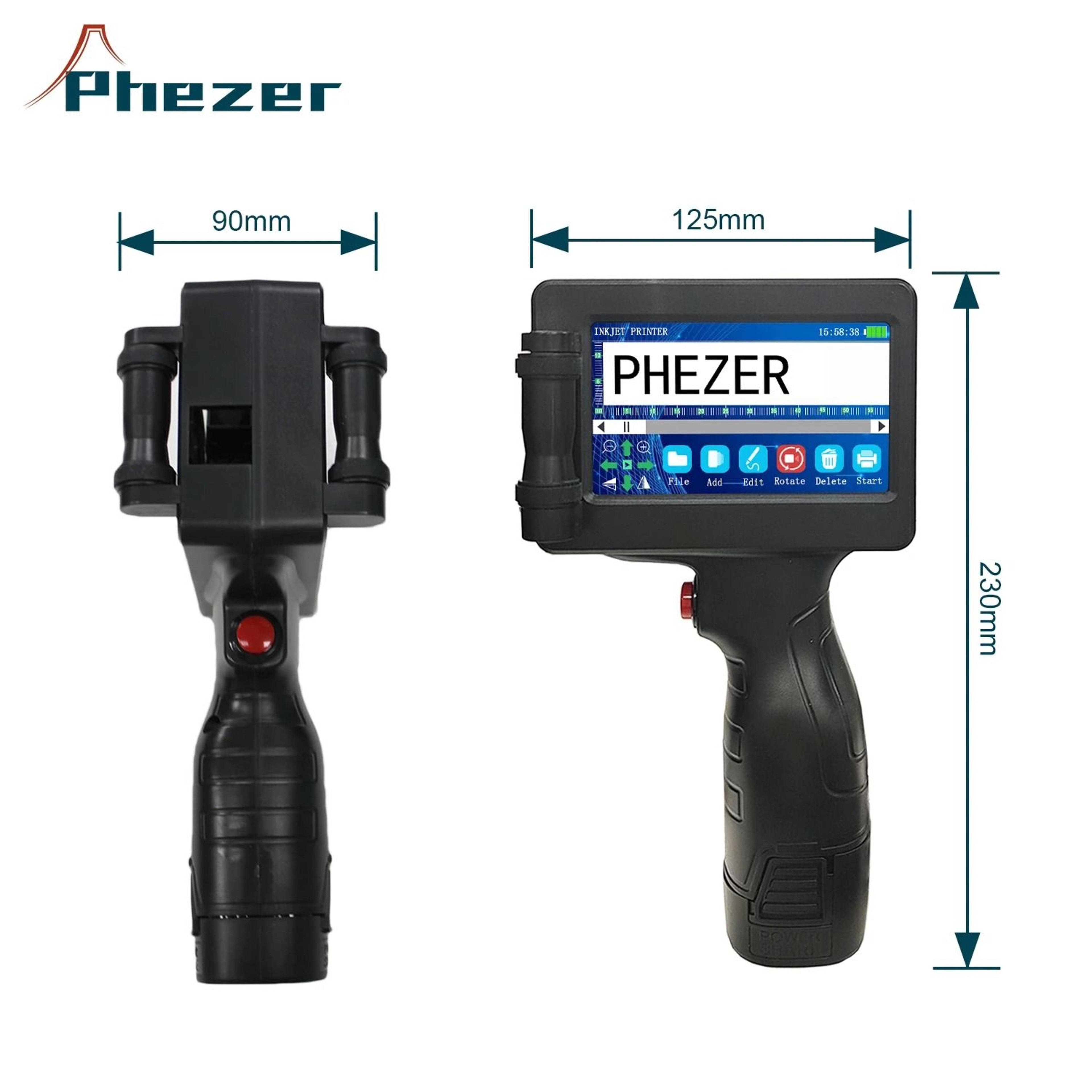 Phezer P17 Handheld Inkjet Printer 127mm Smart Batch Coding Machine 2