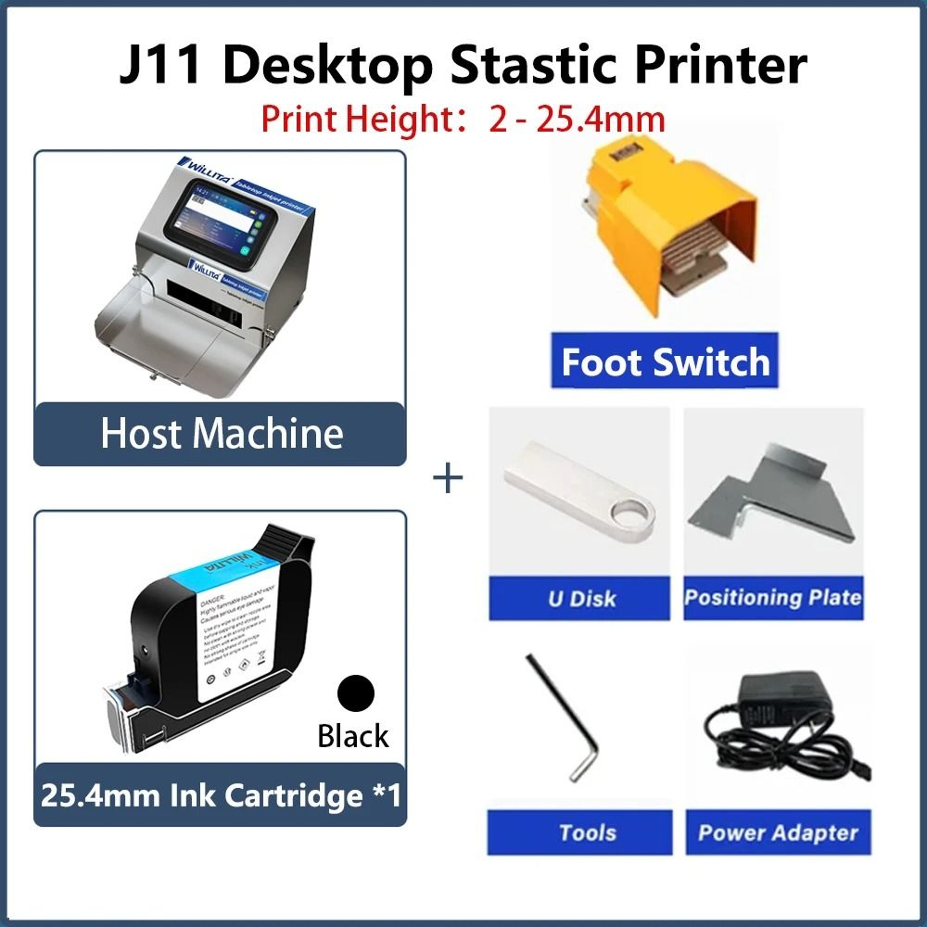WILLITA Static Intelligent Inkjet Printer With 5Inch HD Color Touch Screen 11
