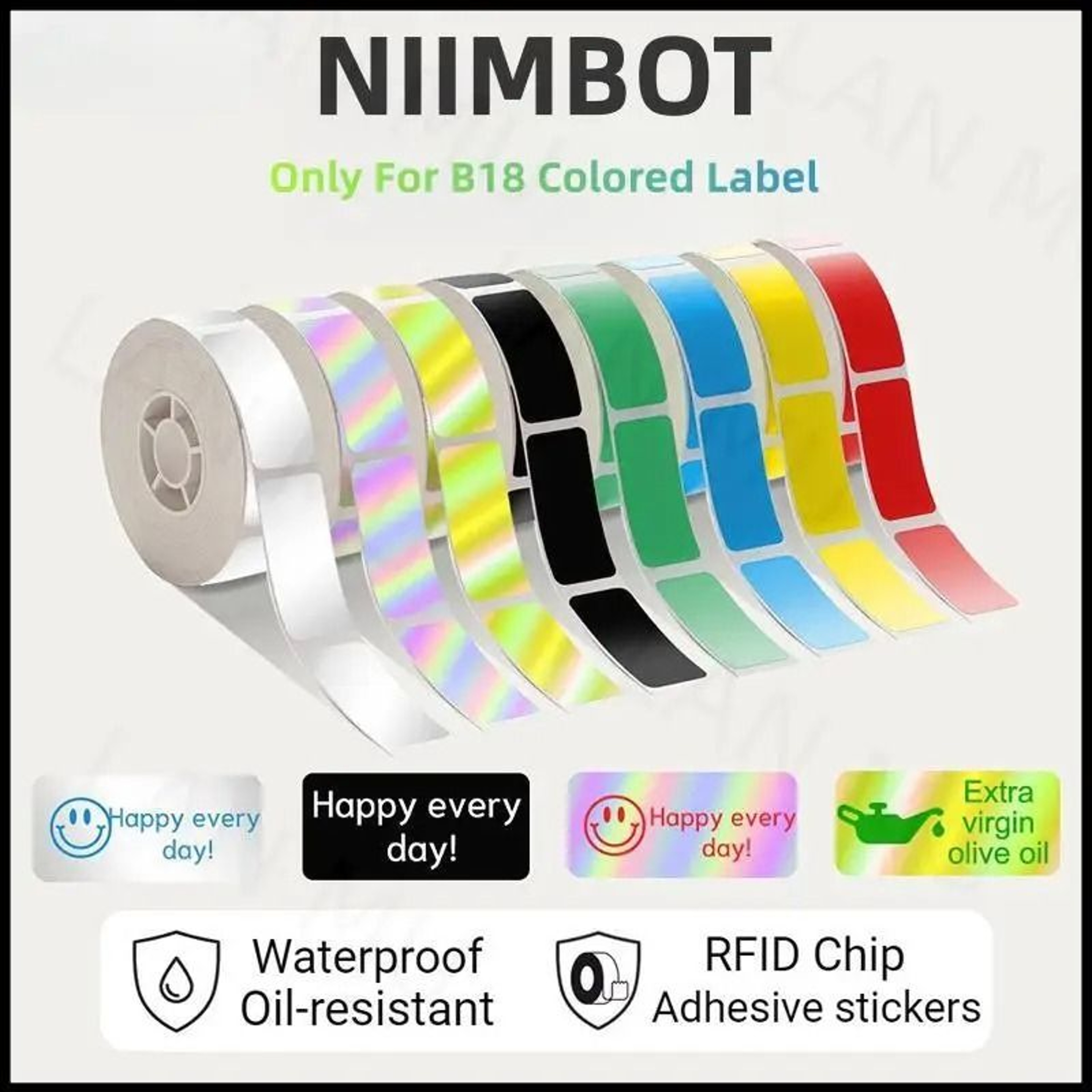 NIIMBOT B18 Thermal Transfer Color Label Tape Cartridges 14x30mm Series 0