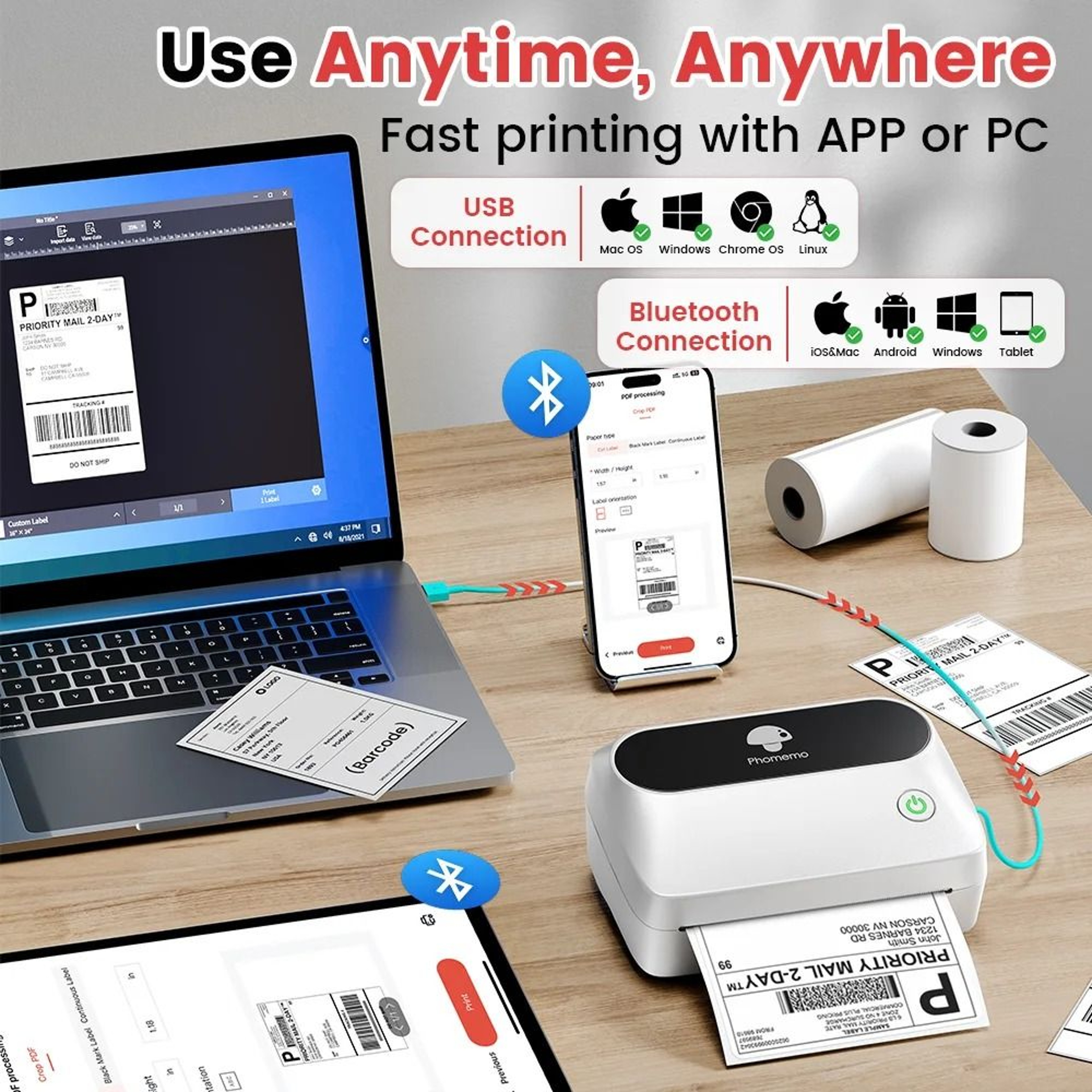 Phomemo M421 Wireless Bluetooth 4x6 Shipping Label Printer For ECommerce  Barcodes 2