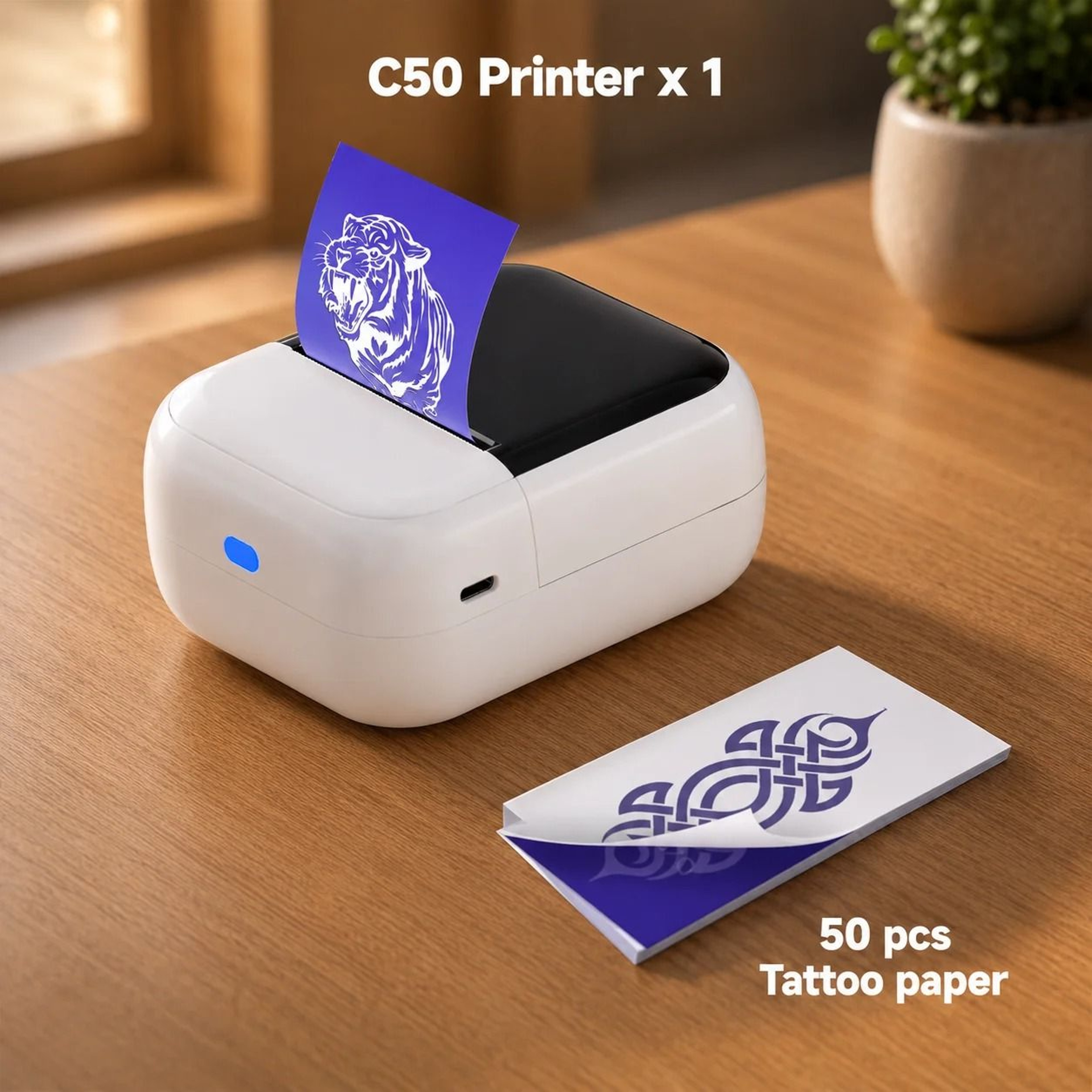 C50 Mini Portable Inkless Tattoo Transfer Printer 1557mm  2 Inch For Smartphone PC  IPad 7