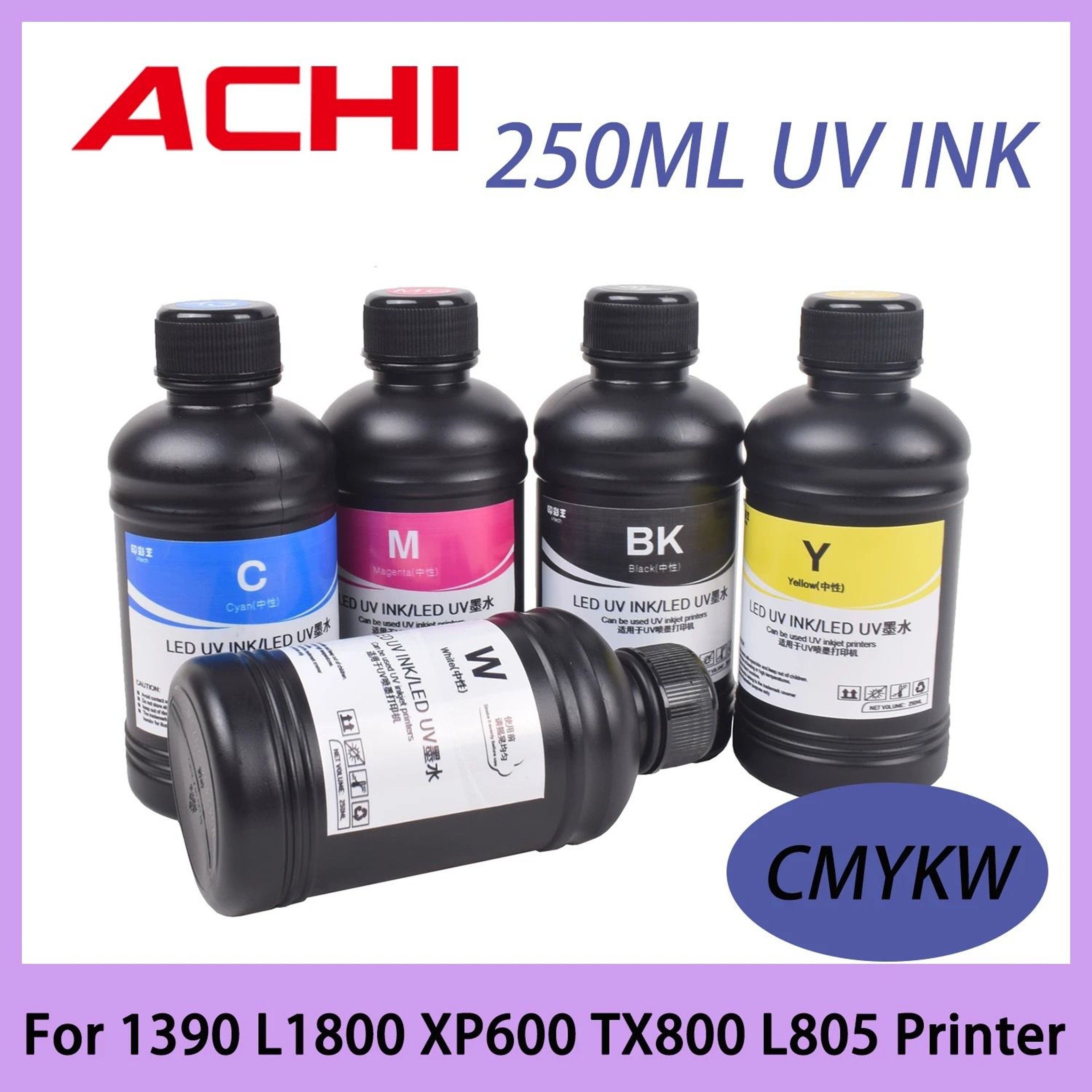 250ML Commercial UV Neutral  Soft Ink For EPSON R1390 L800 L1800 L805 XP600  TX800 UV Flatbed Print 0