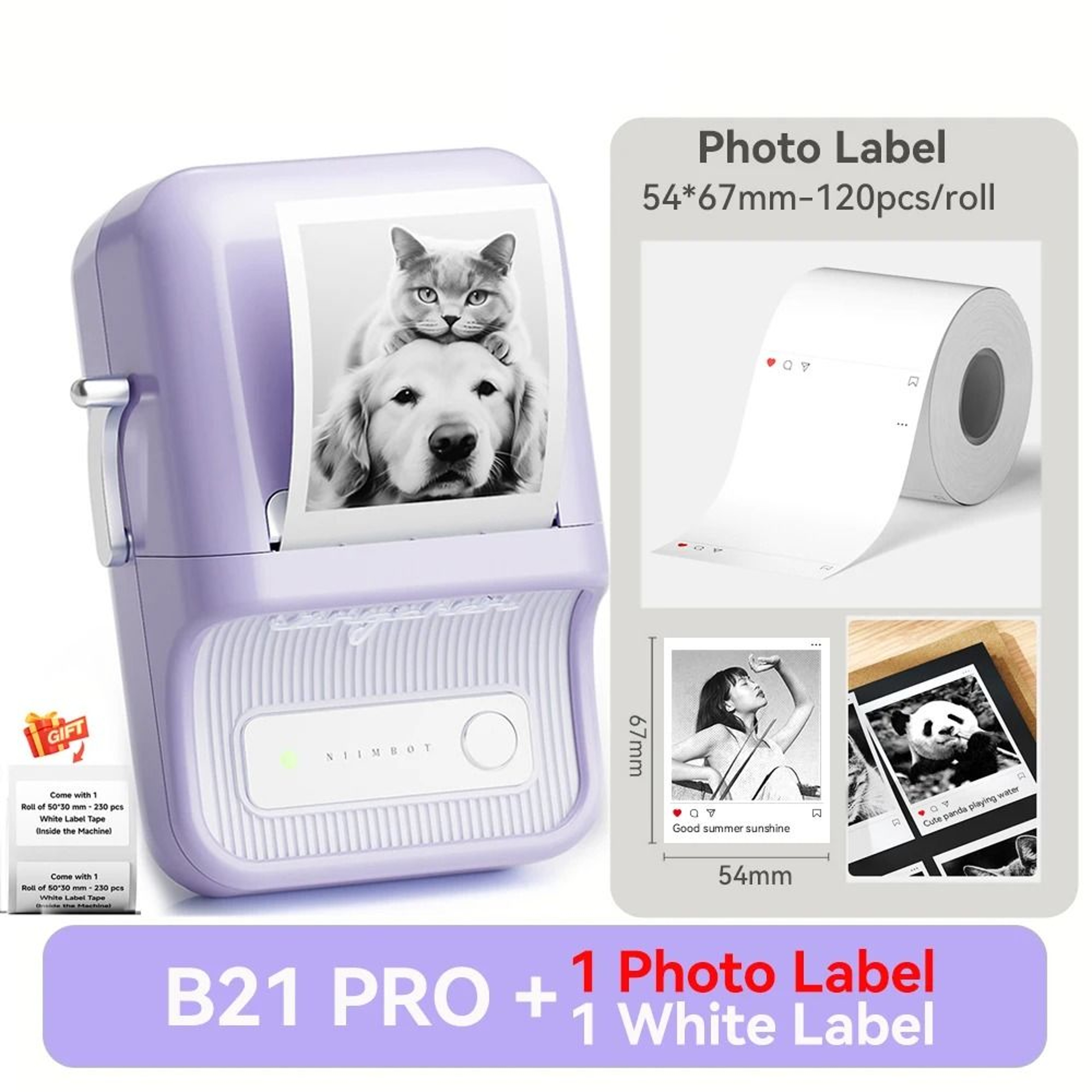 NIIMBOT B21 Pro Wireless Thermal Label Printer 300DPI 2050mm Print Width For Business Home  Office 8