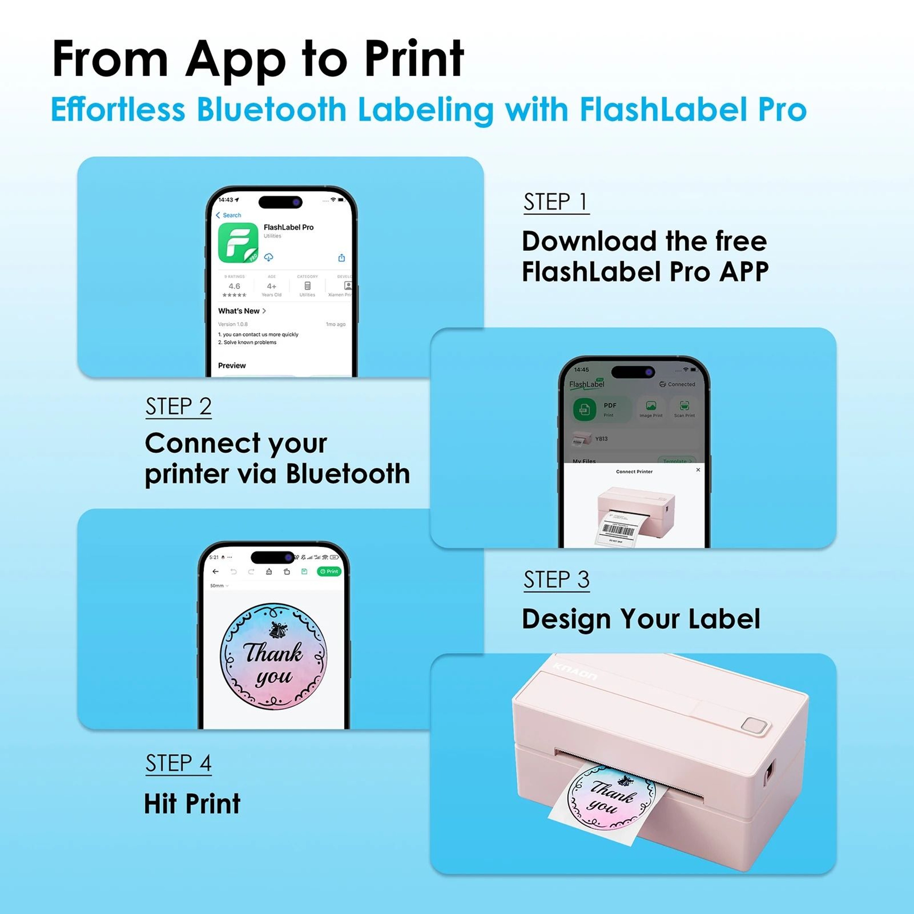 Wireless 4x6 Thermal Shipping Label Printer For IPhone Android  Windows Desktop Small Business Use 2