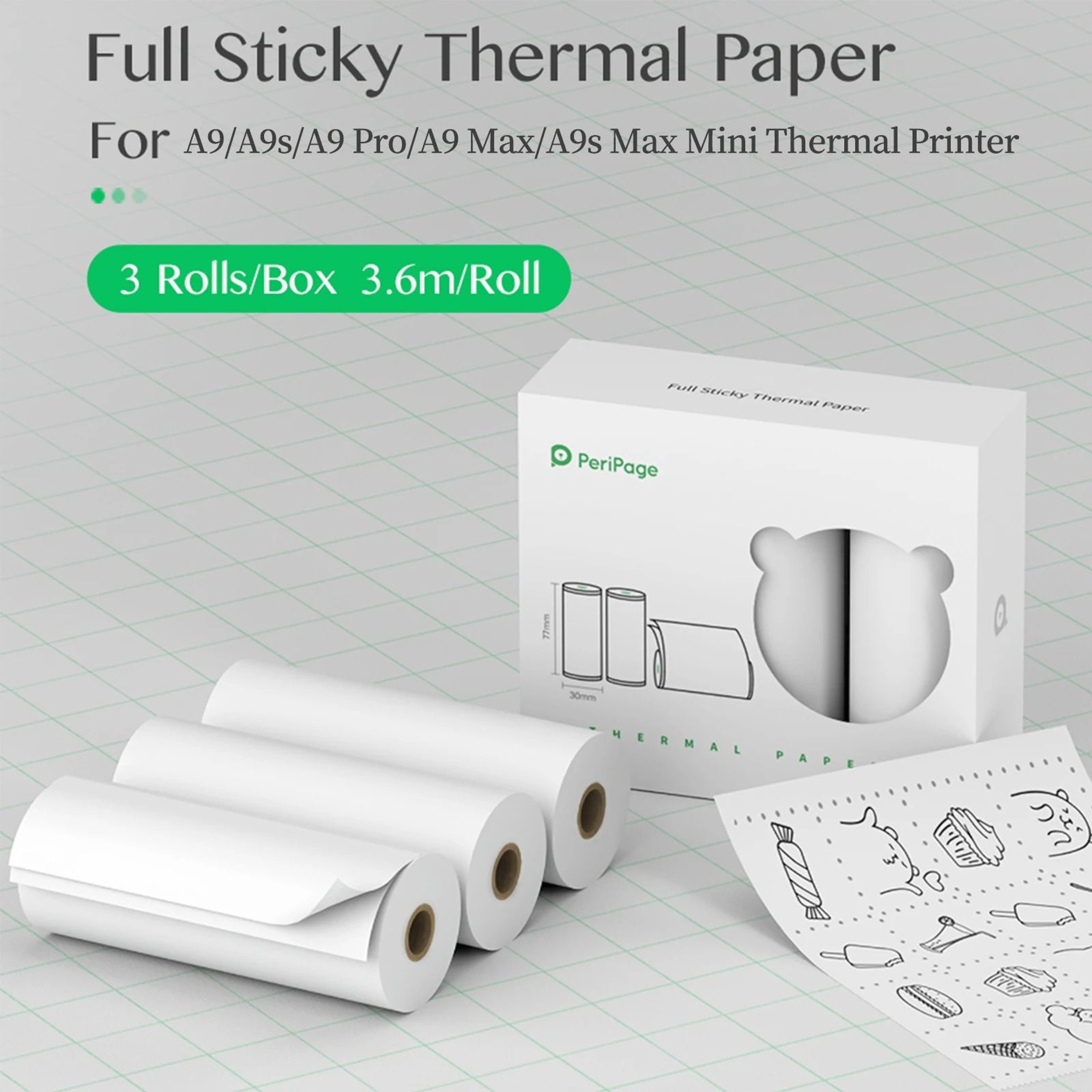 PeriPage BPAFree Thermal Paper Rolls 107mm 77mm  56mm NonAdhesive Receipts For PeriPage Printers 6