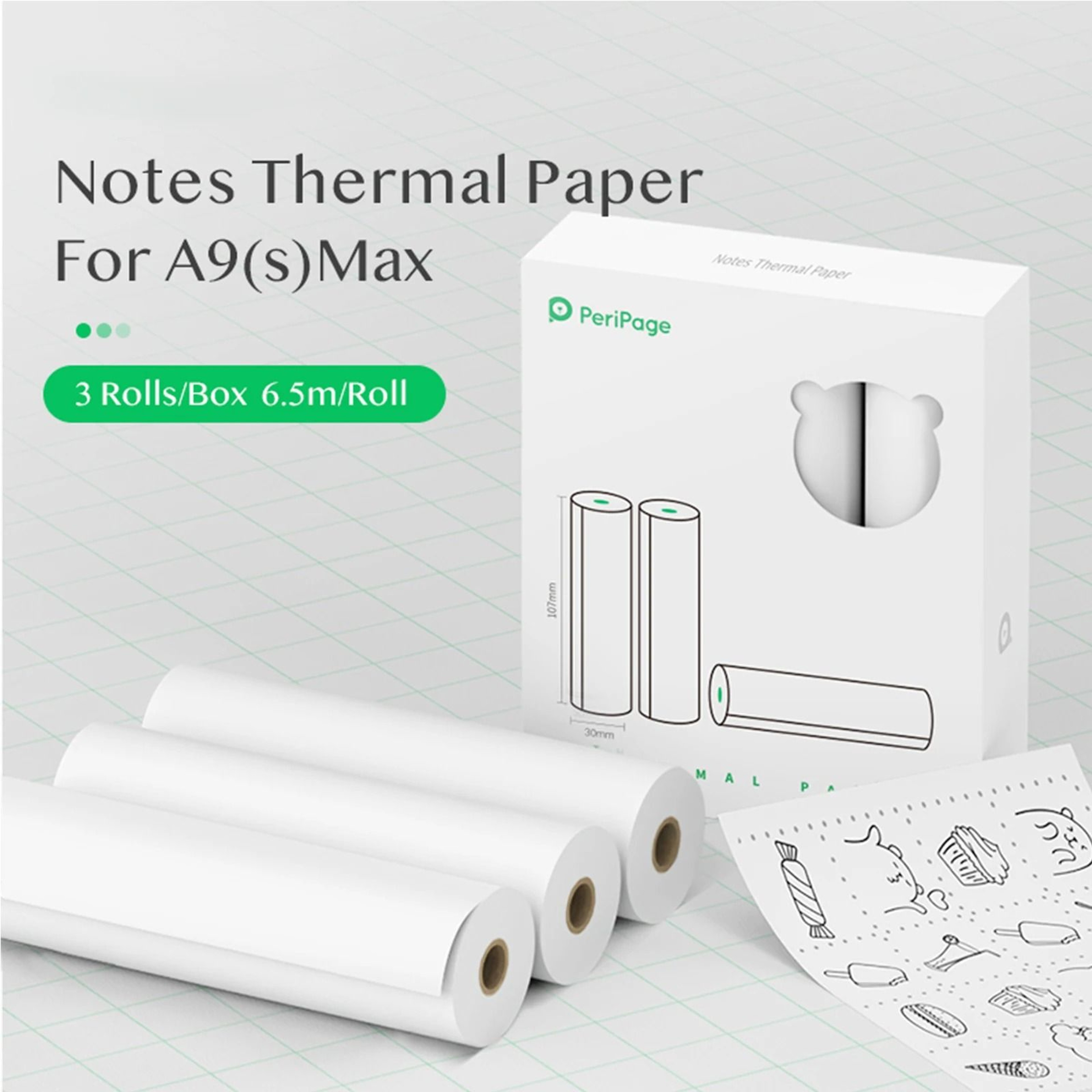 PeriPage BPAFree Thermal Paper Rolls 107mm 77mm  56mm NonAdhesive Receipts For PeriPage Printers 7