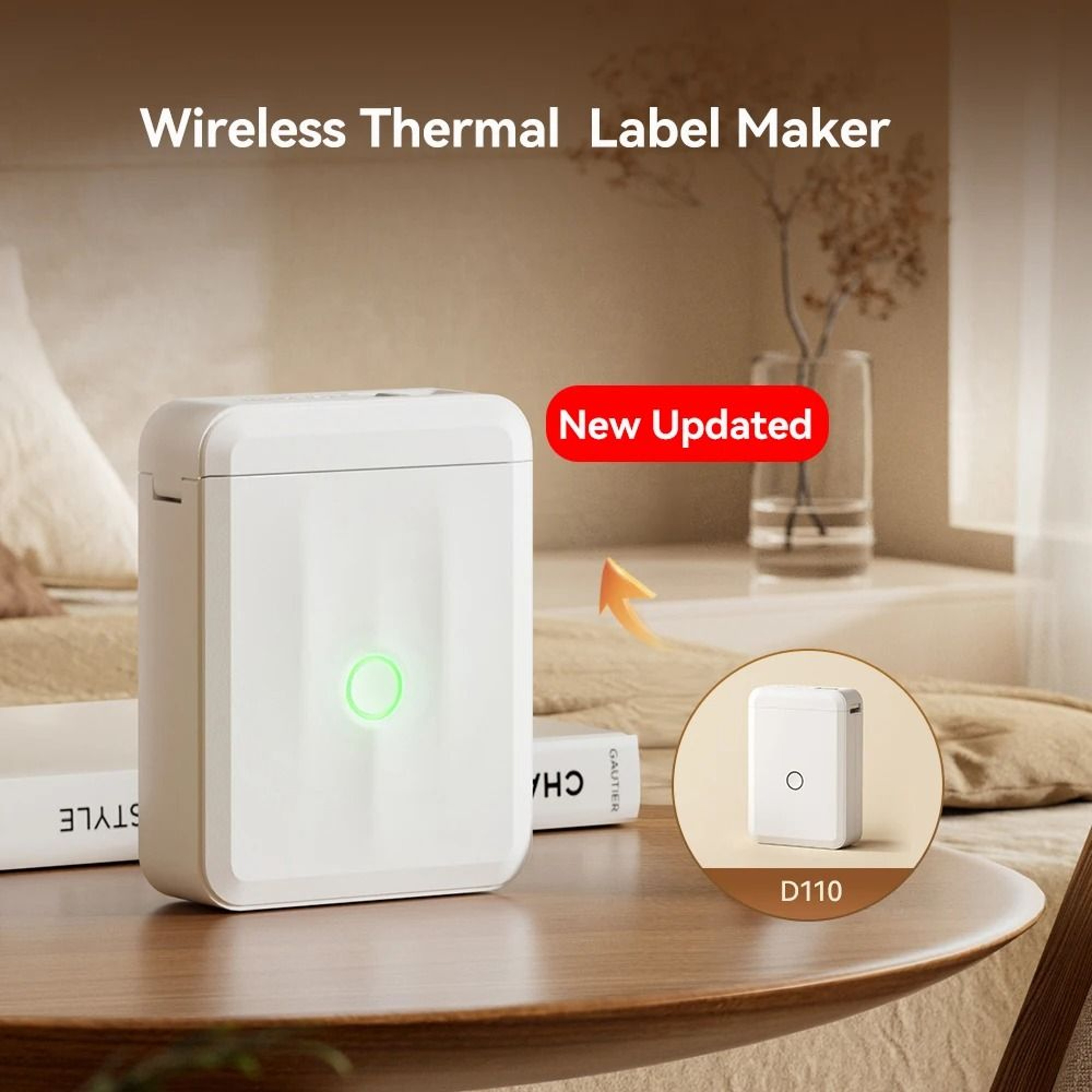 NIIMBOT D110 Mini Wireless Bluetooth Thermal Label Printer For Home Office Cables  Color Stickers 1