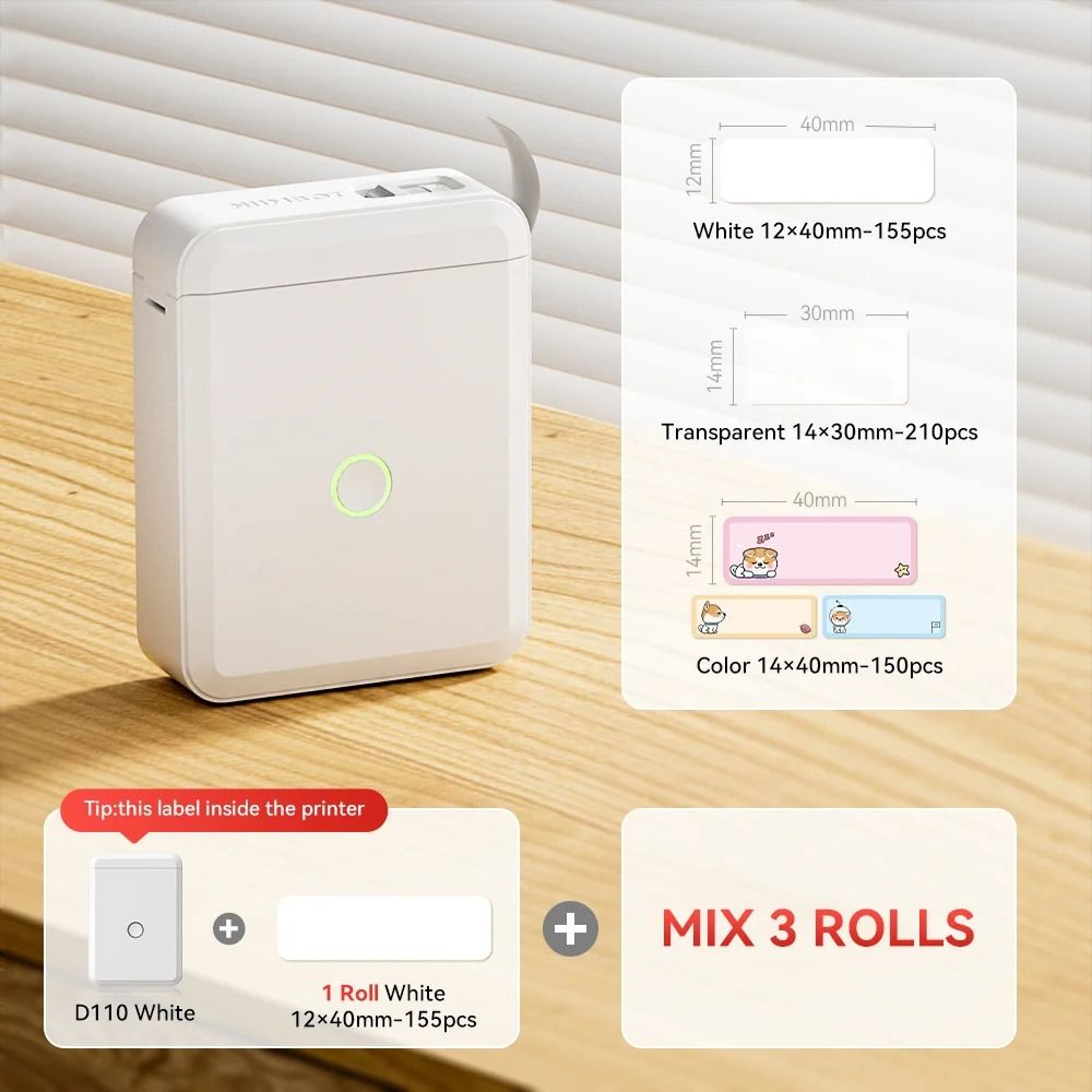 NIIMBOT D110 Mini Wireless Bluetooth Thermal Label Printer For Home Office Cables  Color Stickers 8