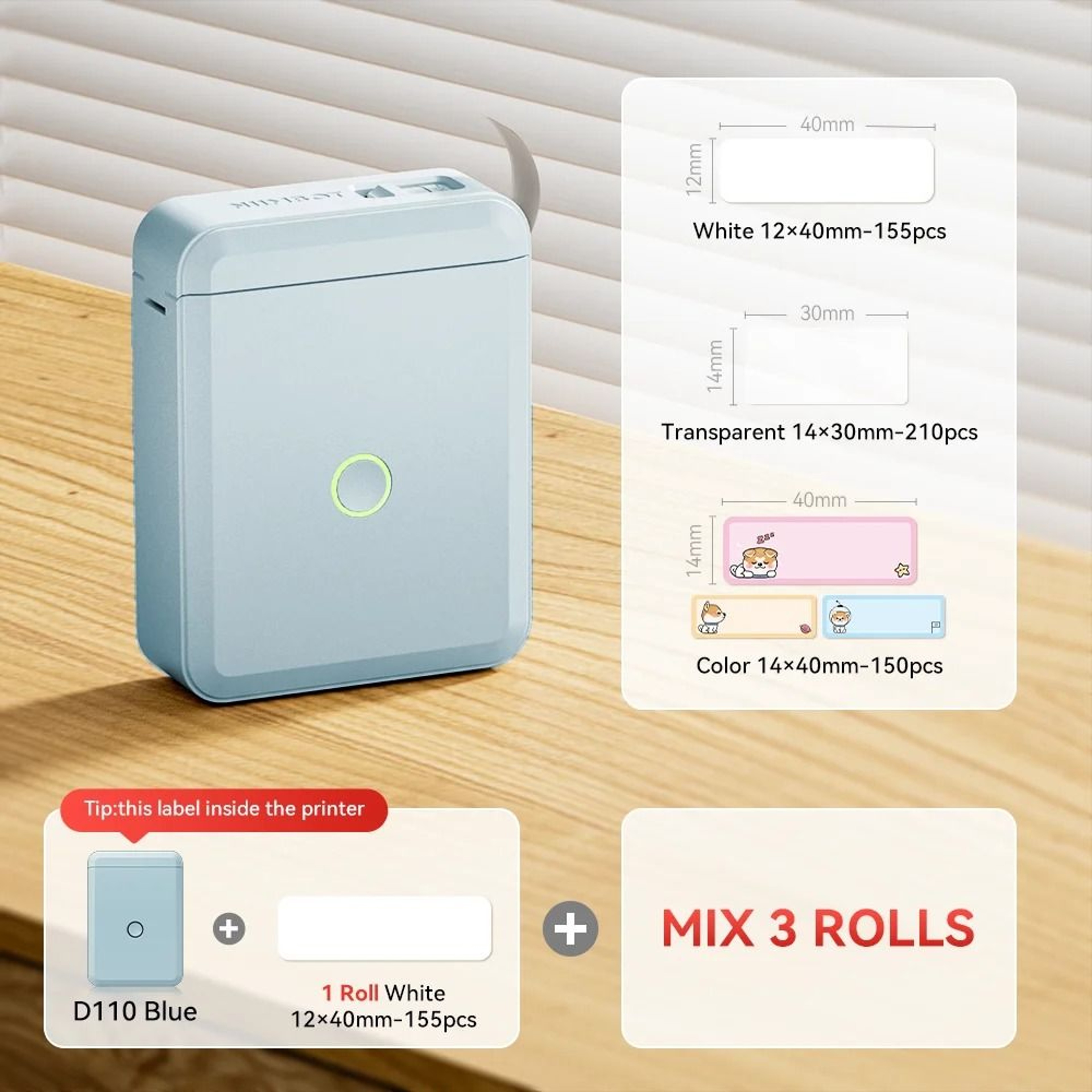 NIIMBOT D110 Mini Wireless Bluetooth Thermal Label Printer For Home Office Cables  Color Stickers 26