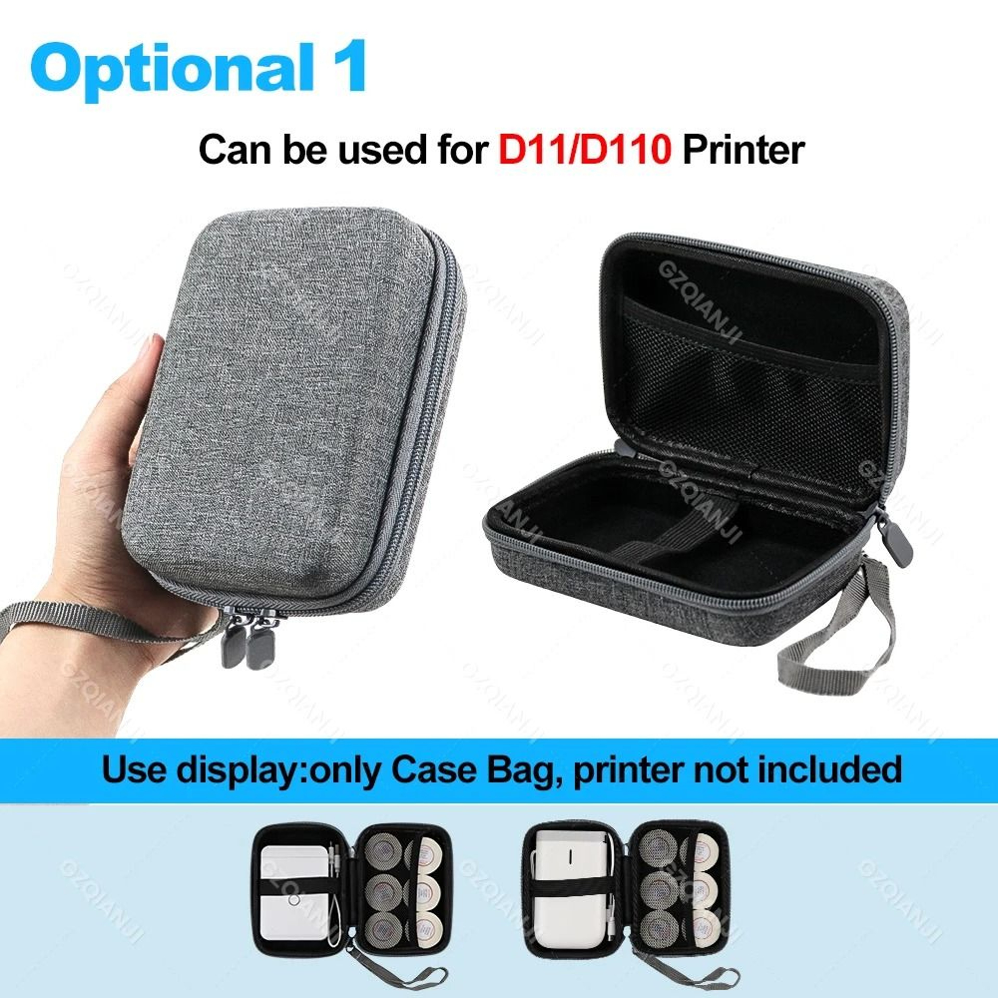 Protective Travel Storage Bag Case In Gray  Black For NIIMBOT D11 D101 D110 B1 B21  B203 Printers 7