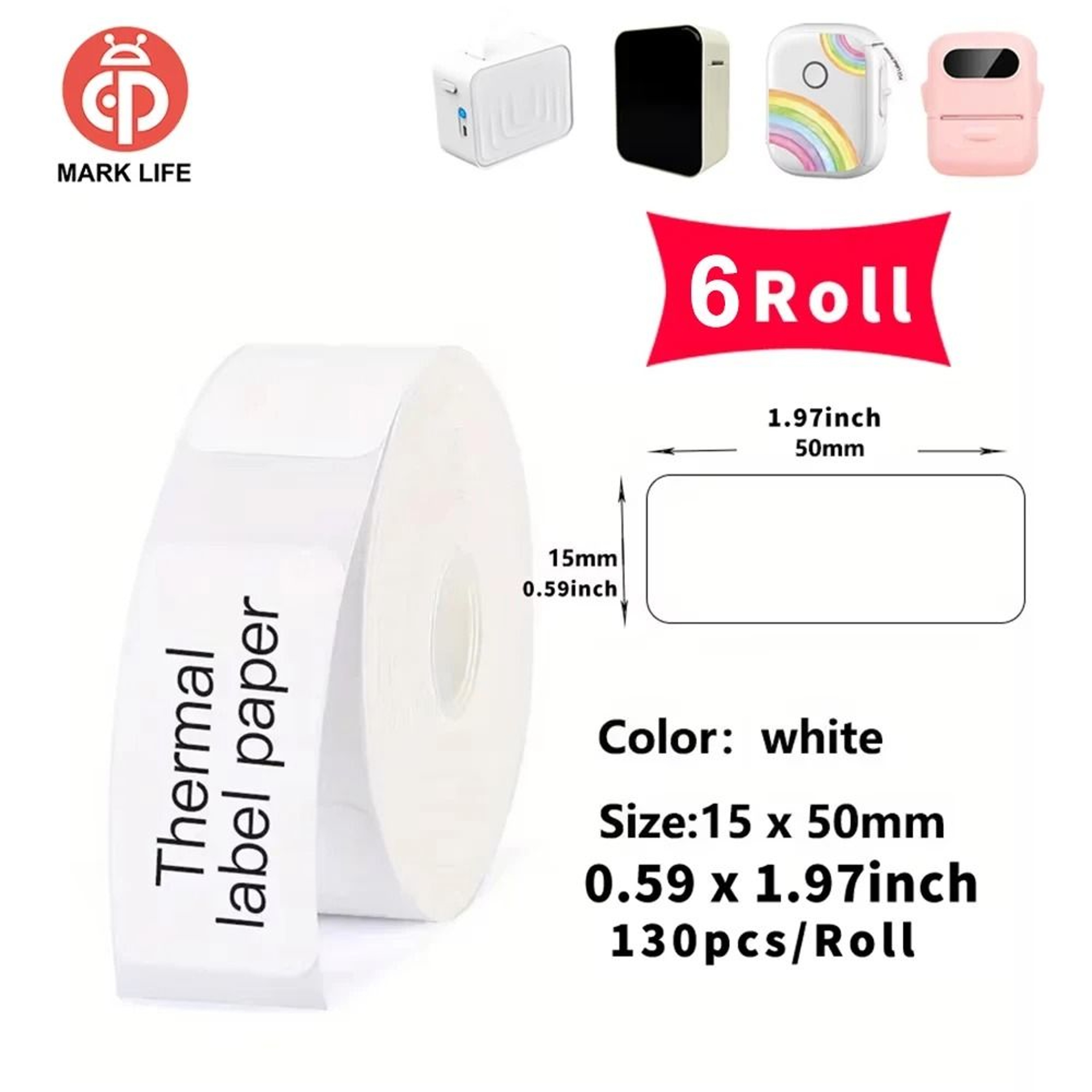 Marklife Thermal Labels Paper Roll SelfAdhesive Stickers For P15 P12 M1  P50 Mini Printers 14