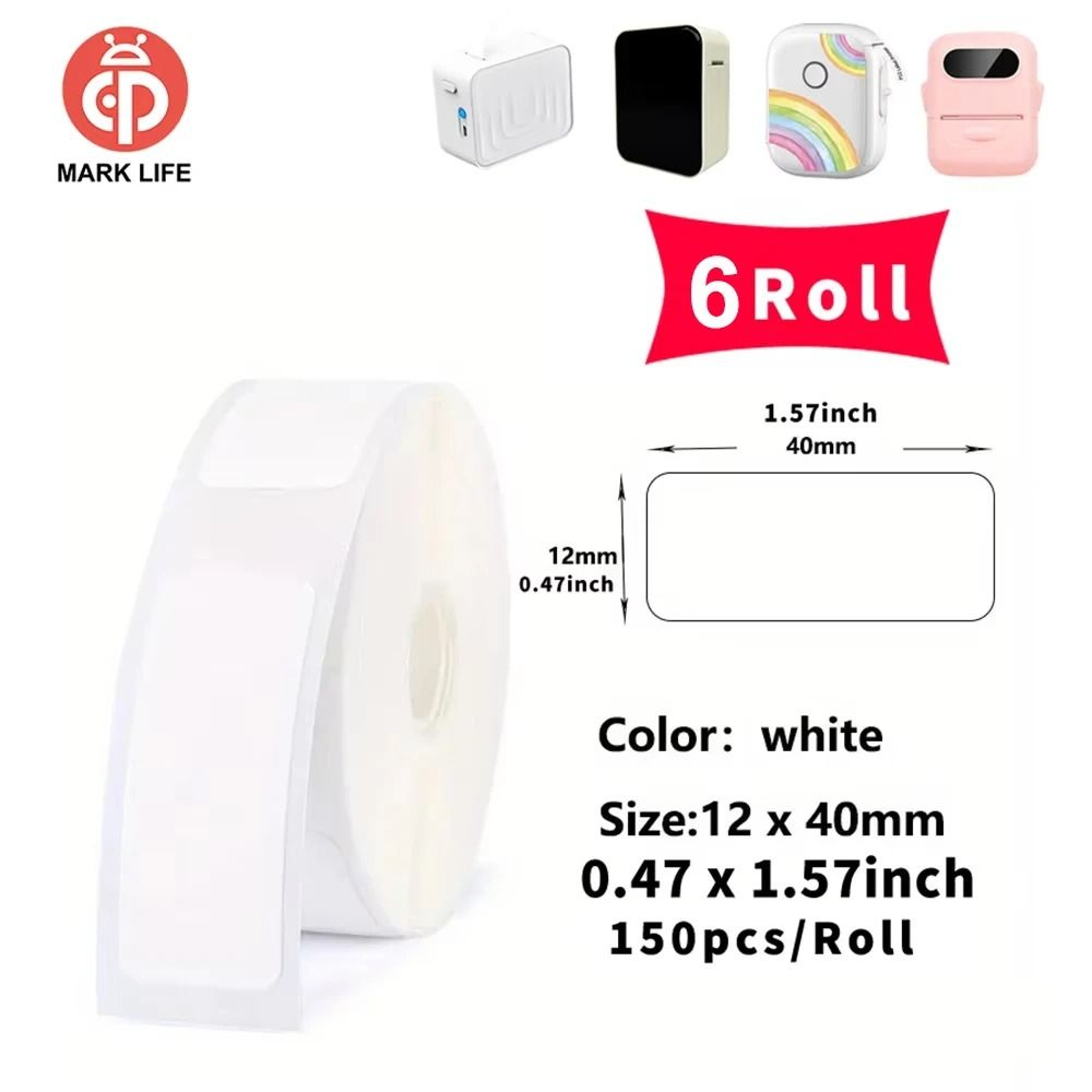 Marklife Thermal Labels Paper Roll SelfAdhesive Stickers For P15 P12 M1  P50 Mini Printers 16
