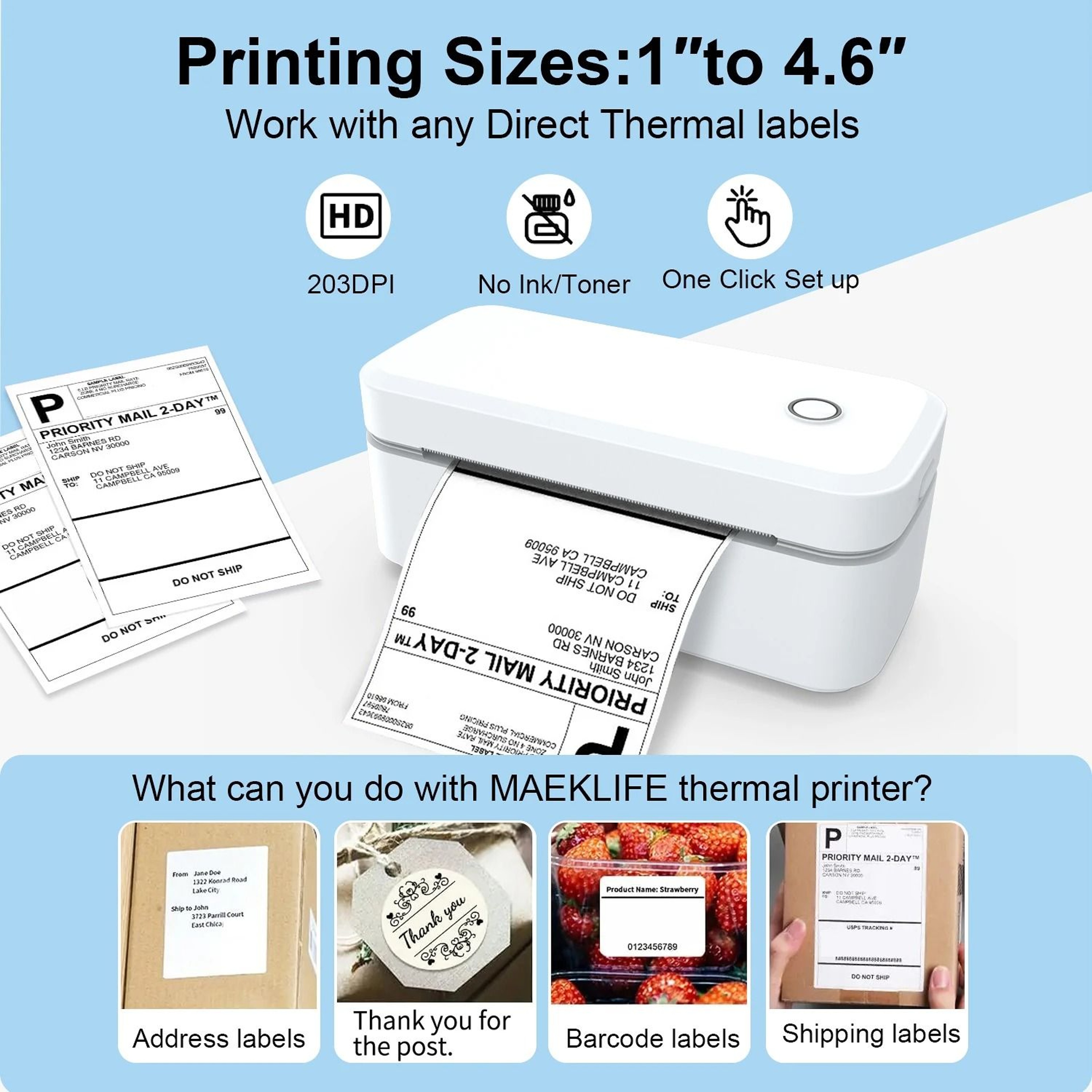 Marklife X4 Wireless Bluetooth 4x6 Thermal Shipping Label Printer For Small Business  ECommerce Pac 3