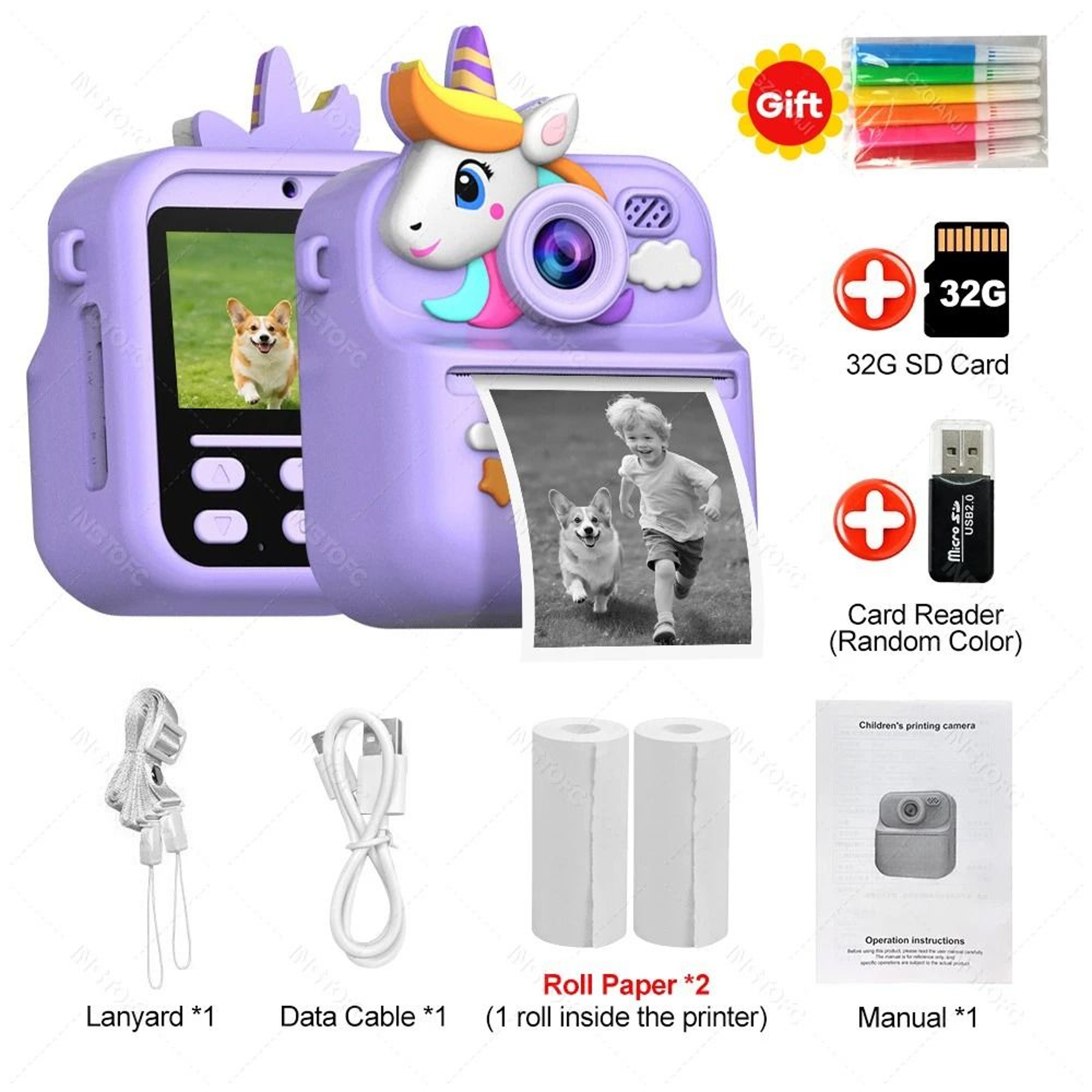 Kids Instant Print Digital Dual Camera HD 1080P Video Thermal Picture Printer For Boys  Girls Gift 9