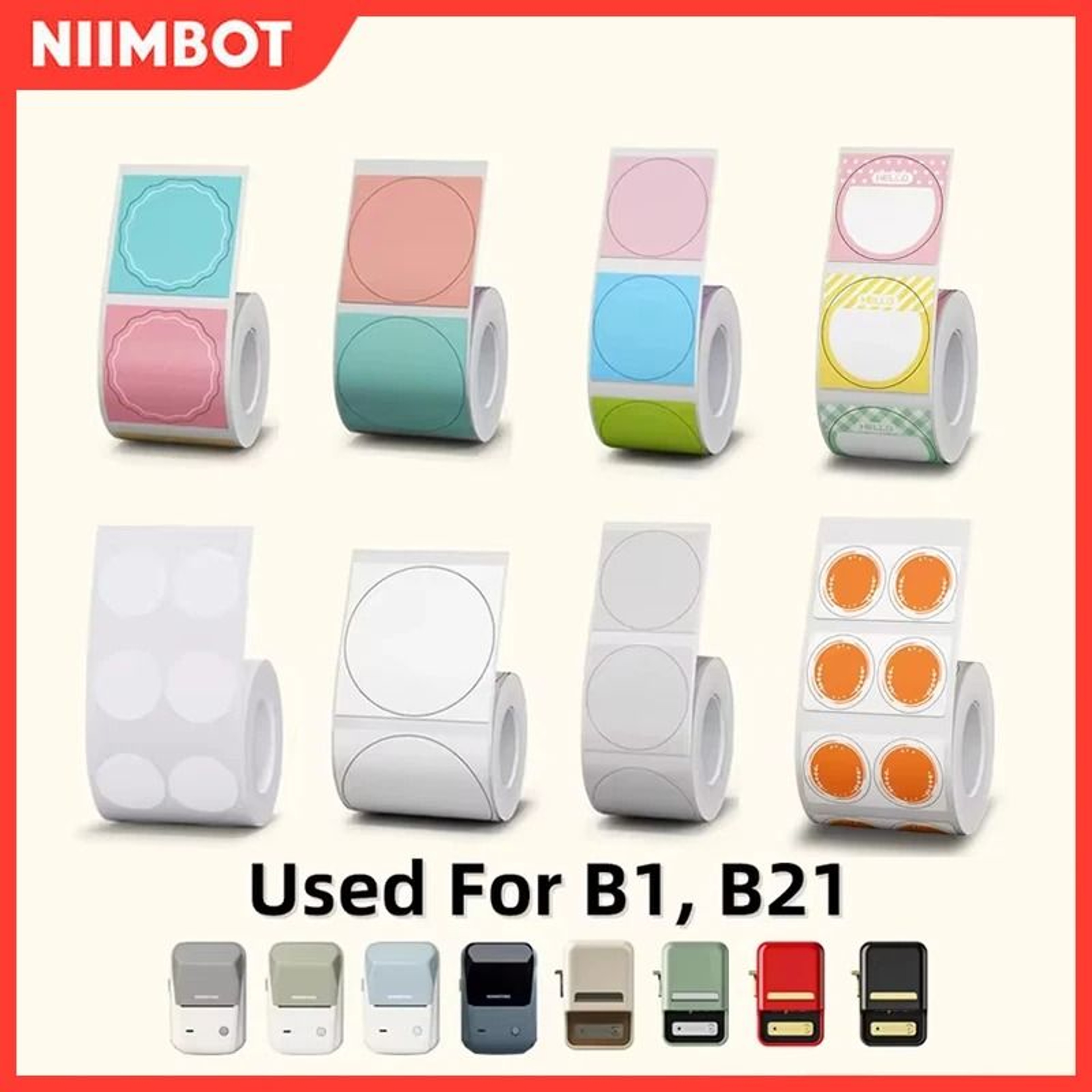 NIIMBOT B1 B21 B203  B3S Cartoon Pattern Thermal Label Roll Waterproof Stickers For Smart Label Pri 0