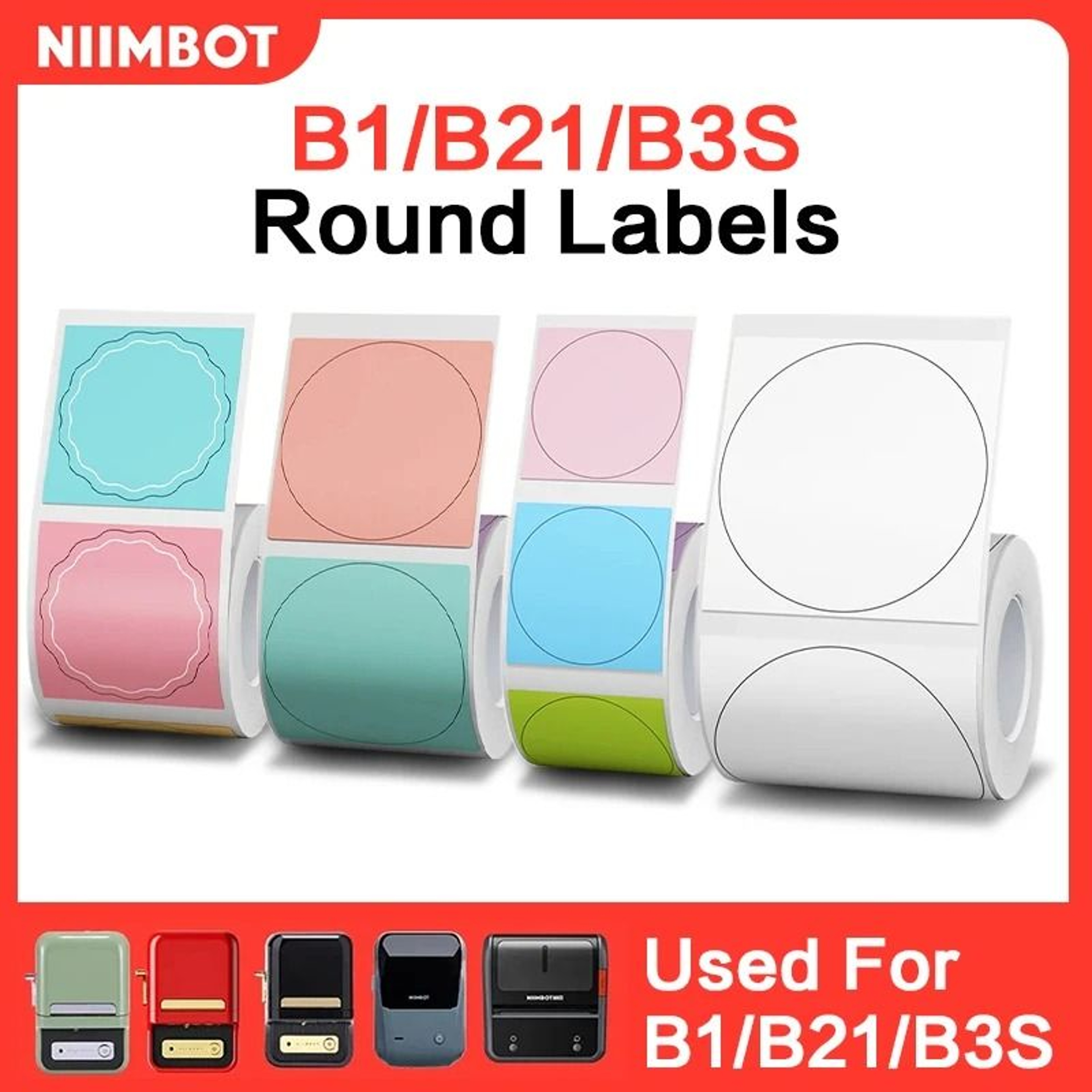 NIIMBOT Round Color Thermal Label Stickers Waterproof SelfAdhesive Rolls For NIIMBOT B1 B21  B3S Pr 0
