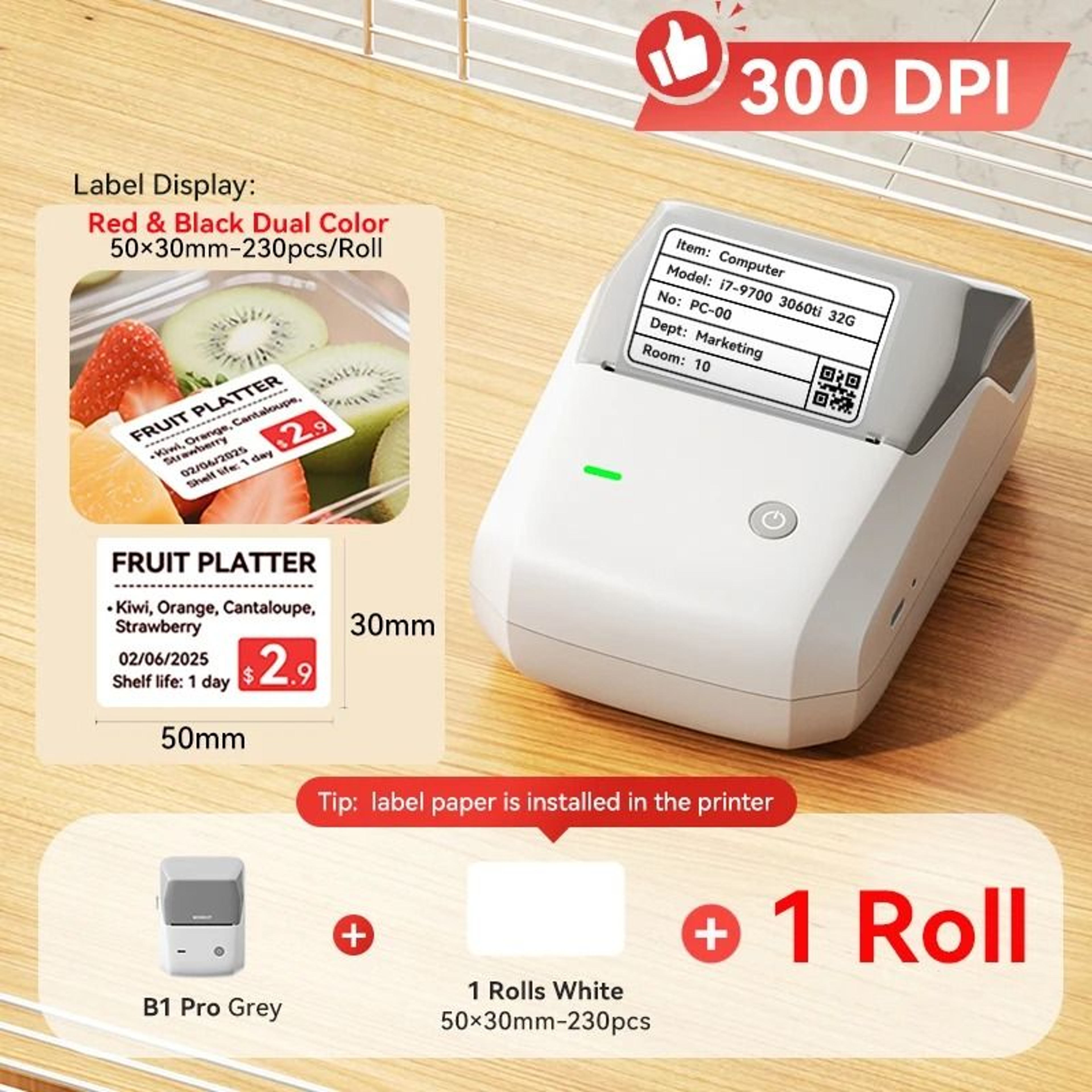 NIIMBOT B1 Pro Label Printer 300 DPI HighDefinition Red  Black Color Direct Thermal SelfAdhesive Ma 19
