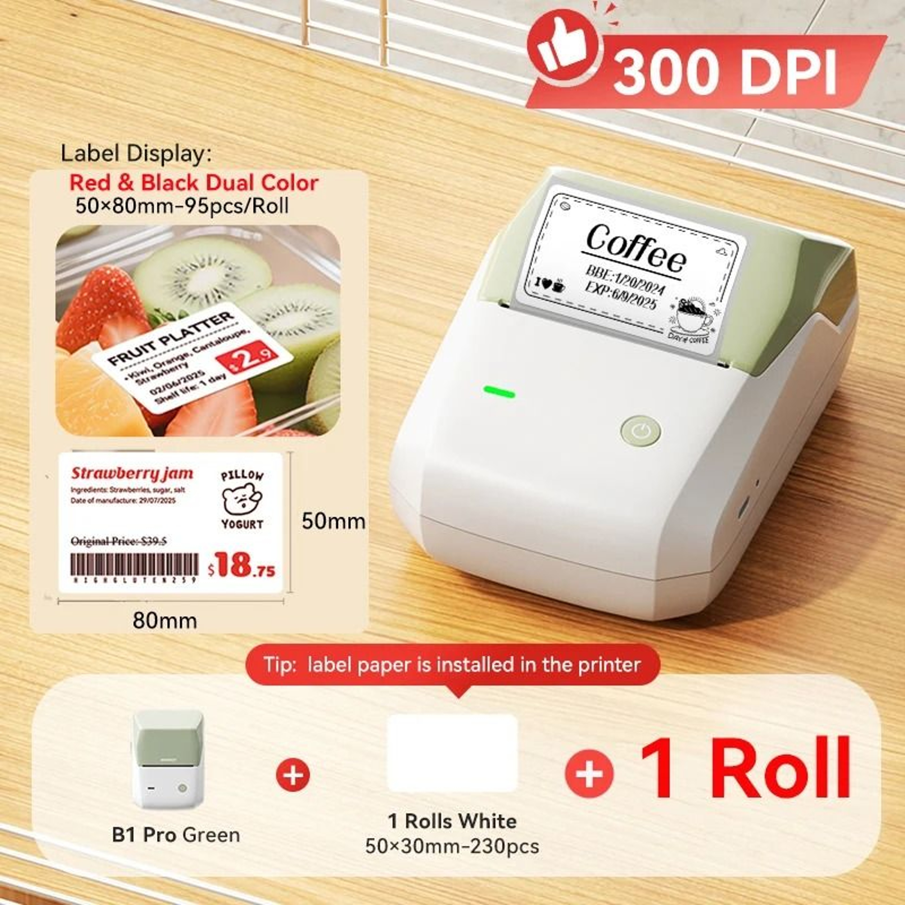 NIIMBOT B1 Pro Label Printer 300 DPI HighDefinition Red  Black Color Direct Thermal SelfAdhesive Ma 15