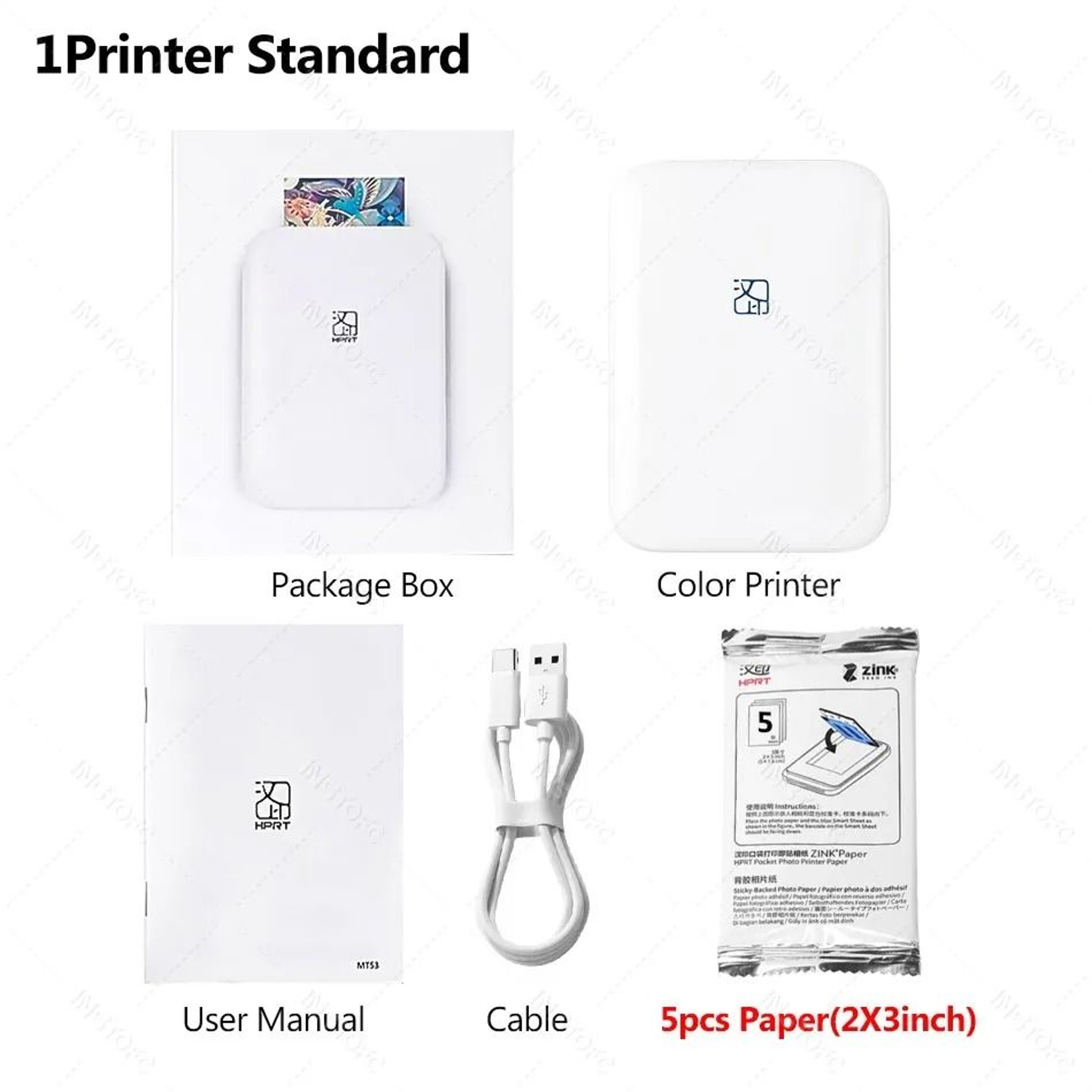 HPRT MT53 Portable Mini Mobile Bluetooth Pocket Photo Printer With Inkless ZINK Technology 2x3 Inch 8