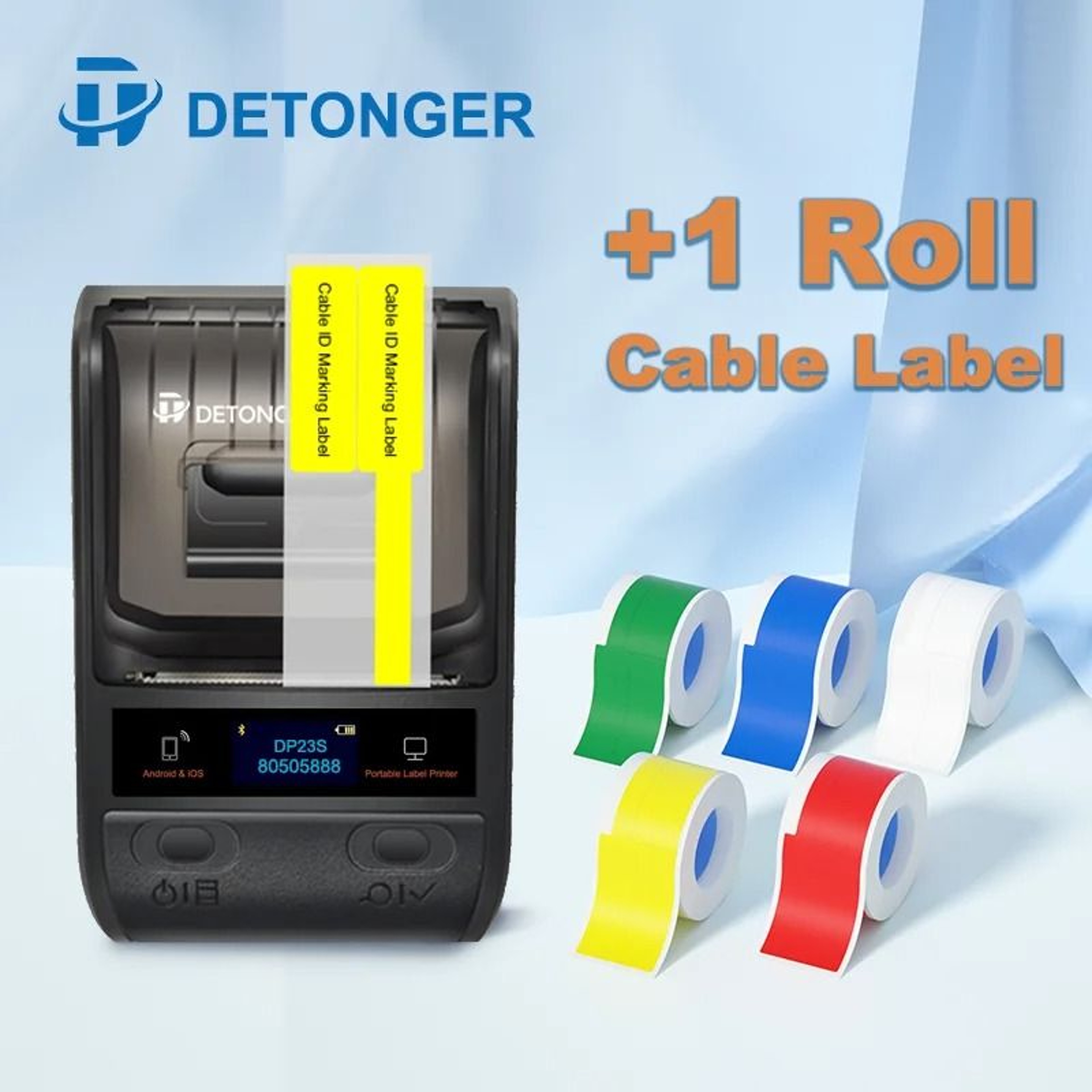 DETONGER DP230S 64mm Portable Smart Thermal Label Printer Wireless Bluetooth Barcode QR Code Cable  0