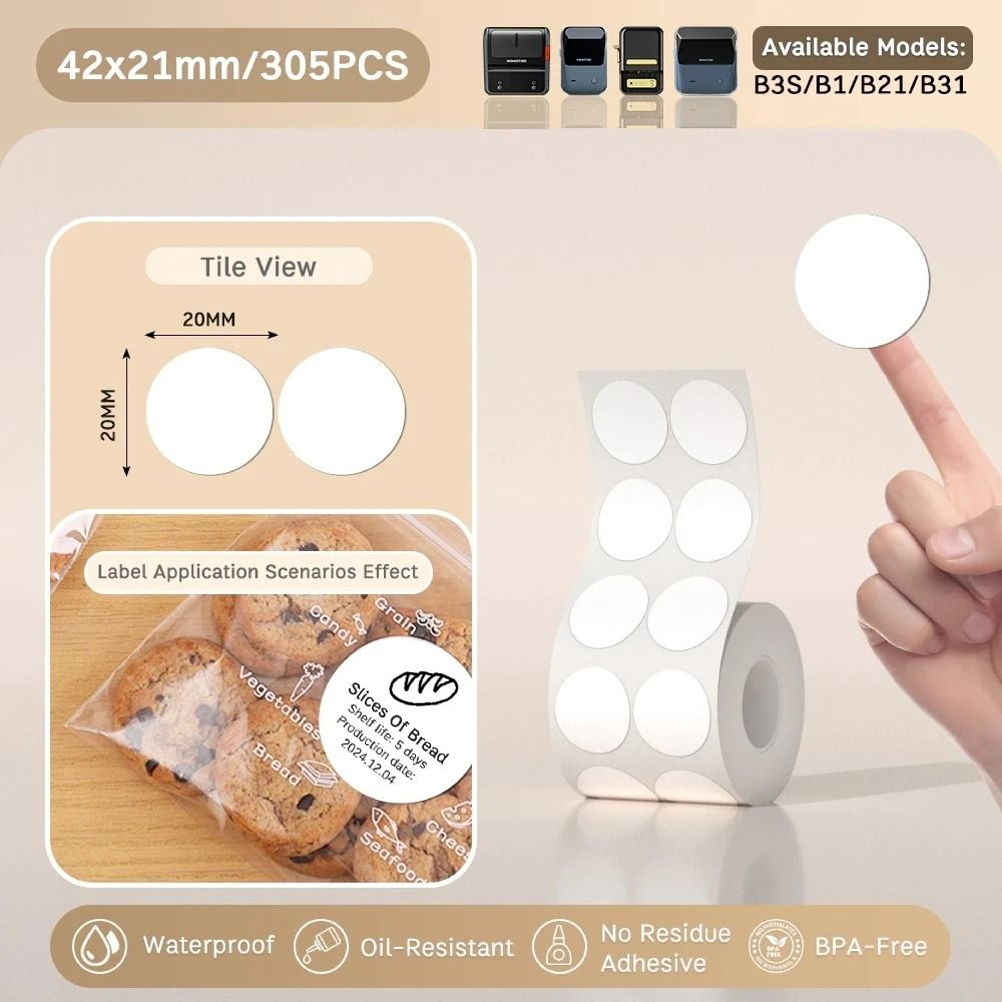 NIIMBOT Full White Series SelfAdhesive Thermal Label Rolls 2050mm For NIIMBOT B21 B1  B3S Printers 18