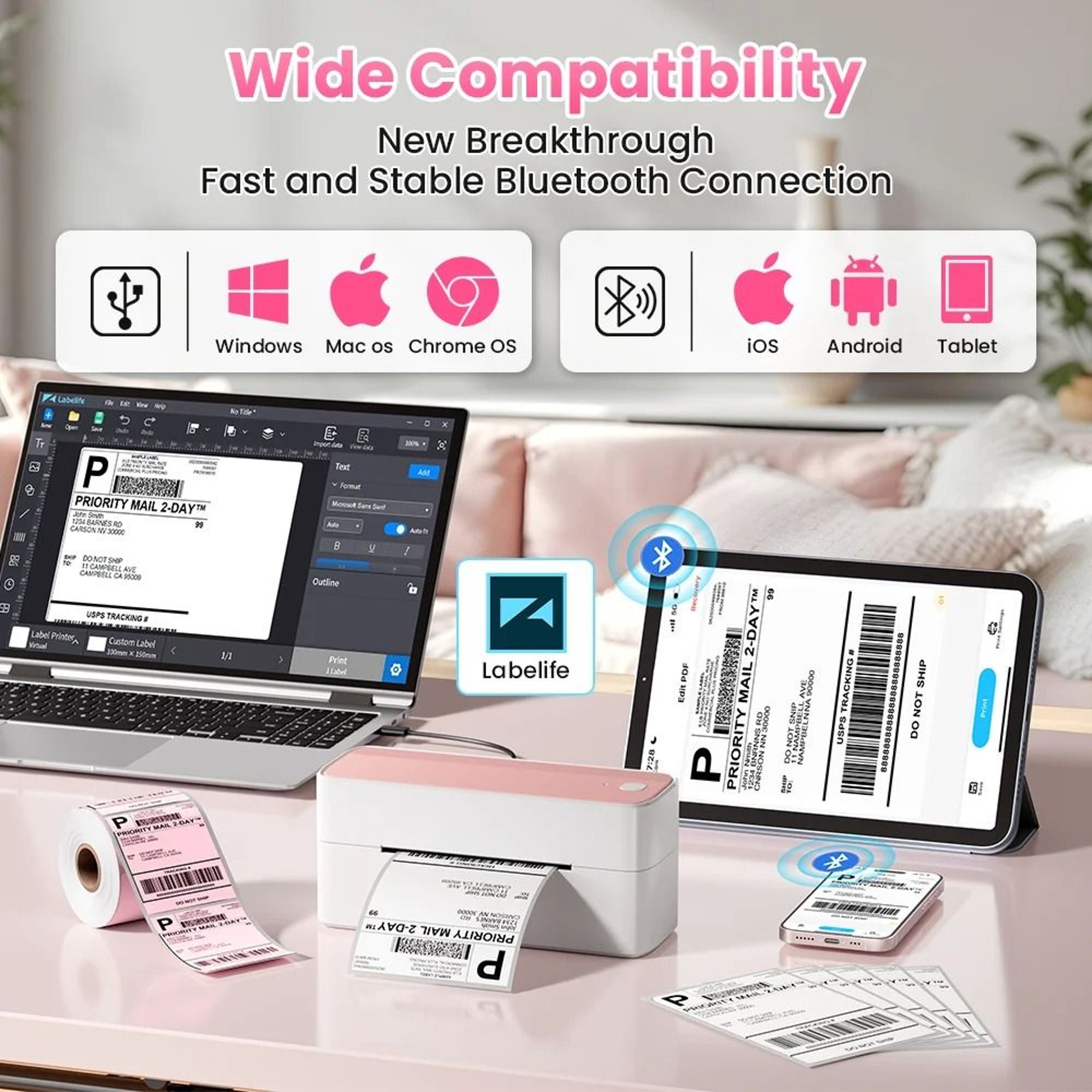Phomemo 241 Bluetooth Wireless 4x6 Thermal Shipping Label Printer For IPhone Android Mac Windows 1