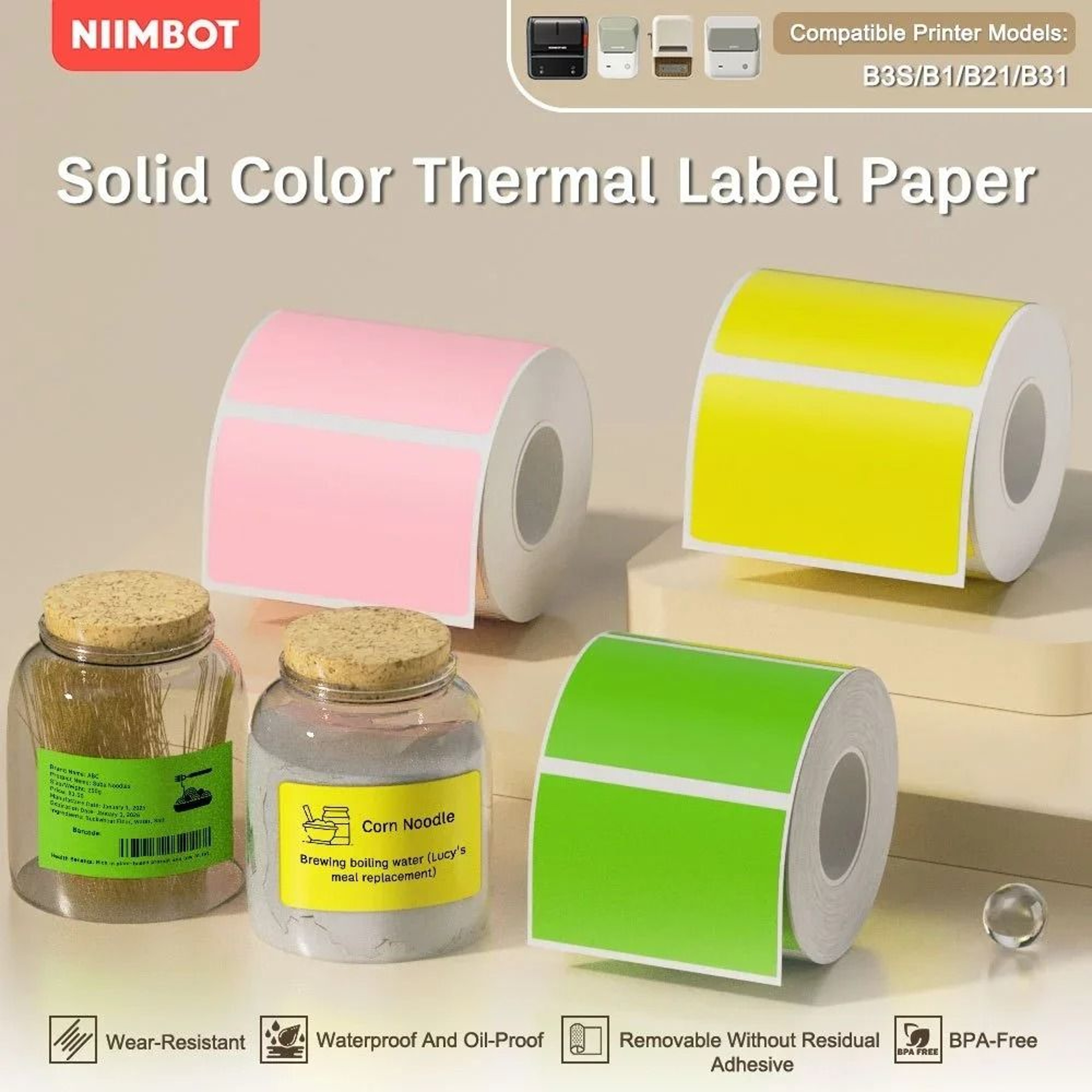 NIIMBOT B21 B203 B3S Thermal Label Printer Paper SelfAdhesive Waterproof  TearResistant Roll 0