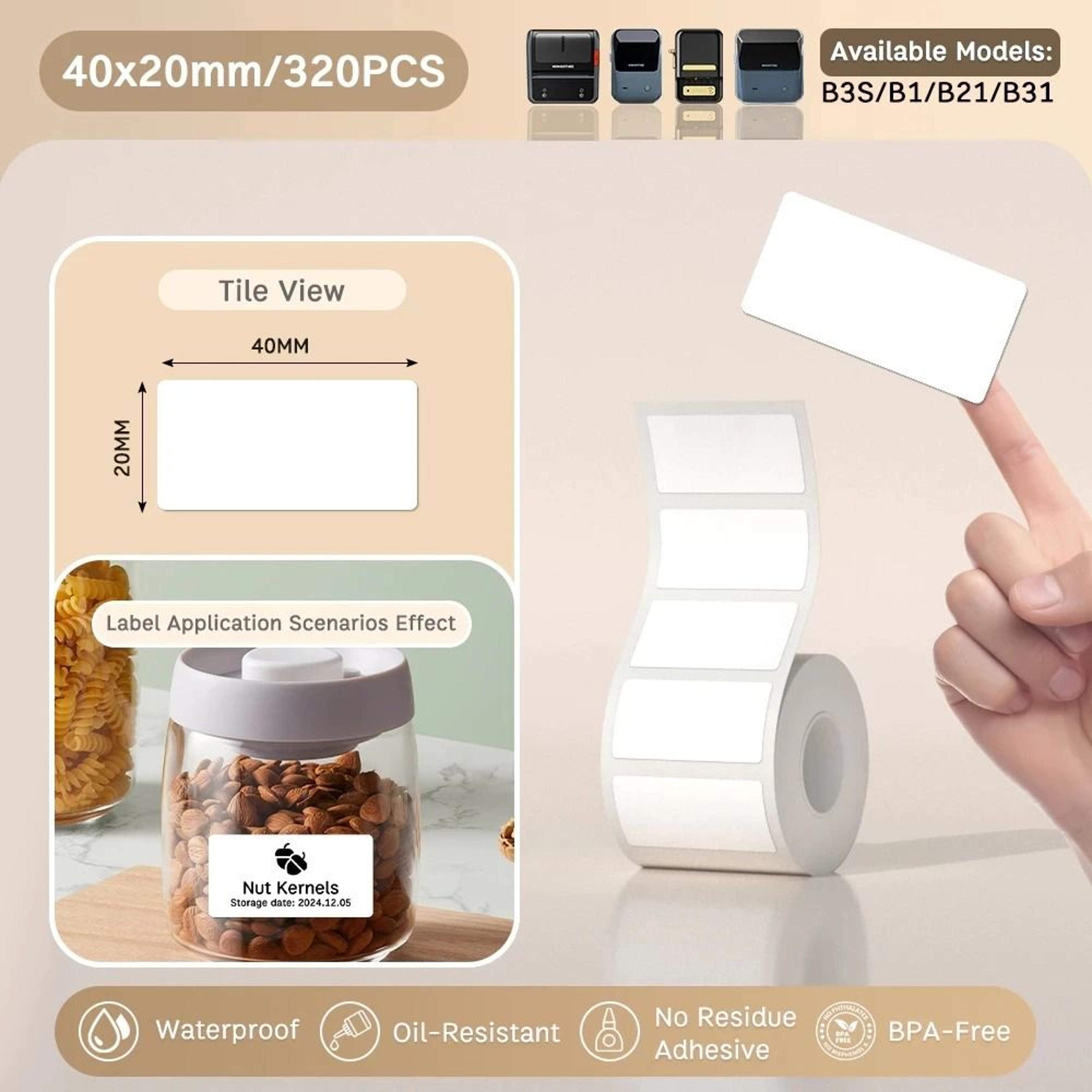 NIIMBOT B21 B203 B3S Thermal Label Printer Paper SelfAdhesive Waterproof  TearResistant Roll 21