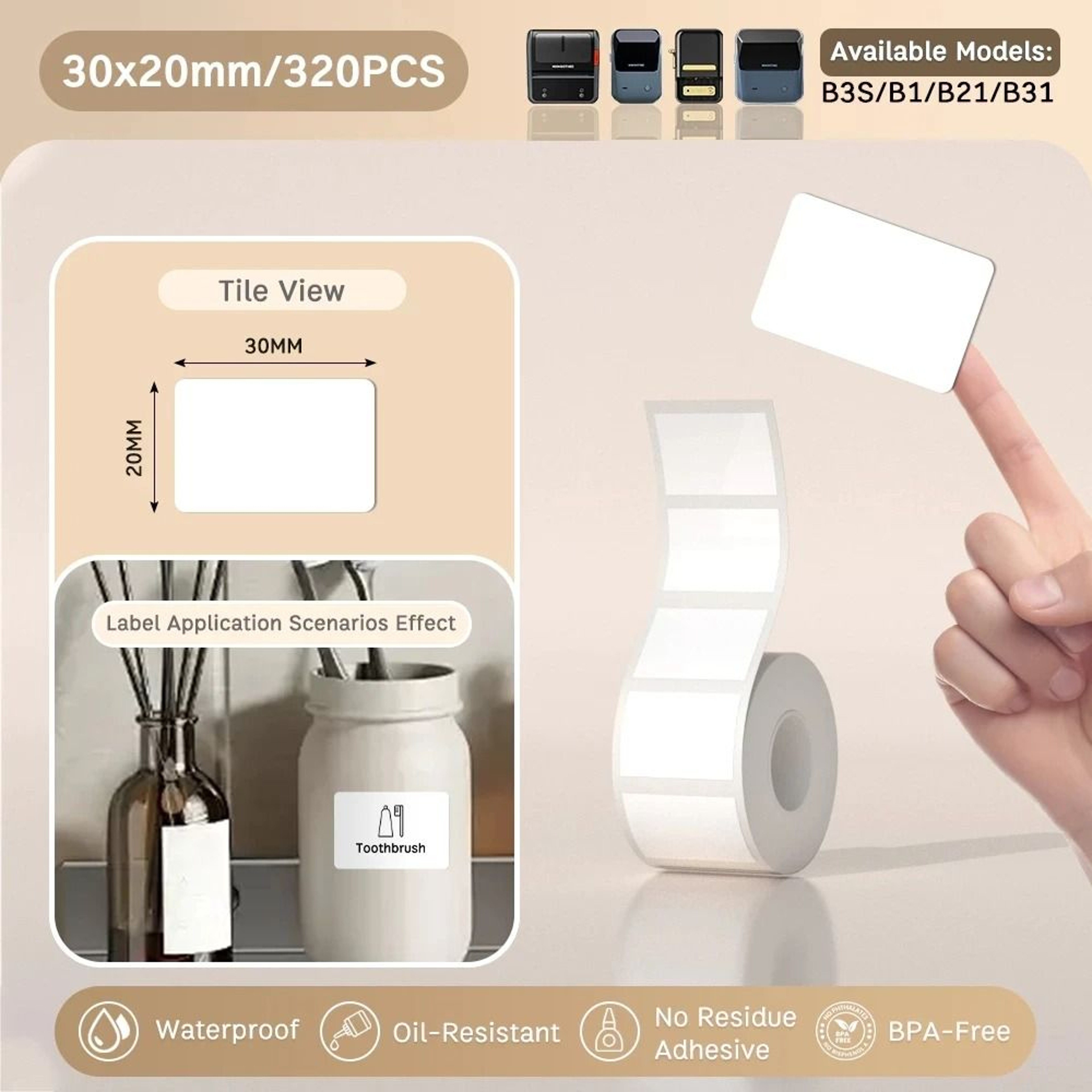 NIIMBOT B21 B203 B3S Thermal Label Printer Paper SelfAdhesive Waterproof  TearResistant Roll 22