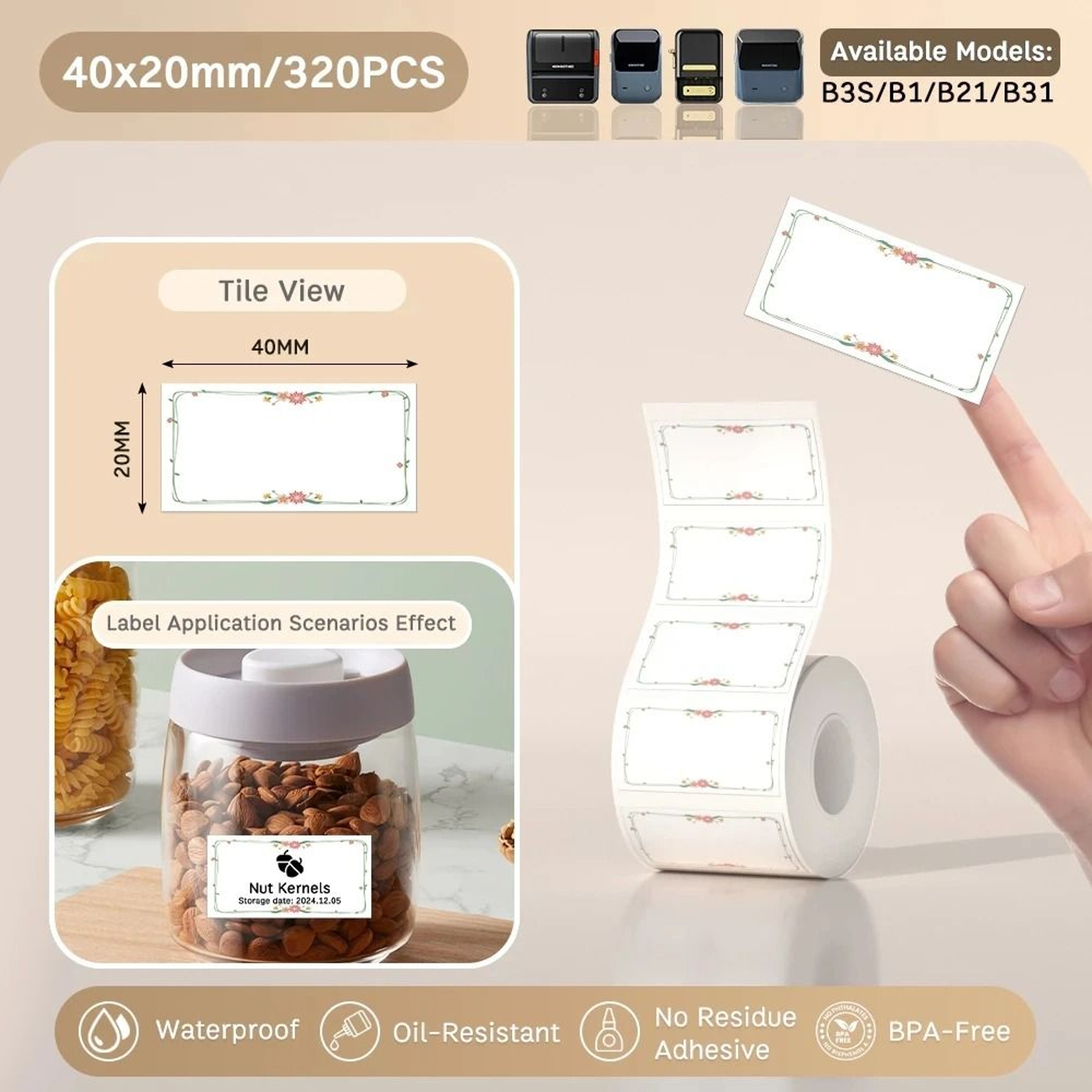 NIIMBOT B21 B203 B3S Thermal Label Printer Paper SelfAdhesive Waterproof  TearResistant Roll 26