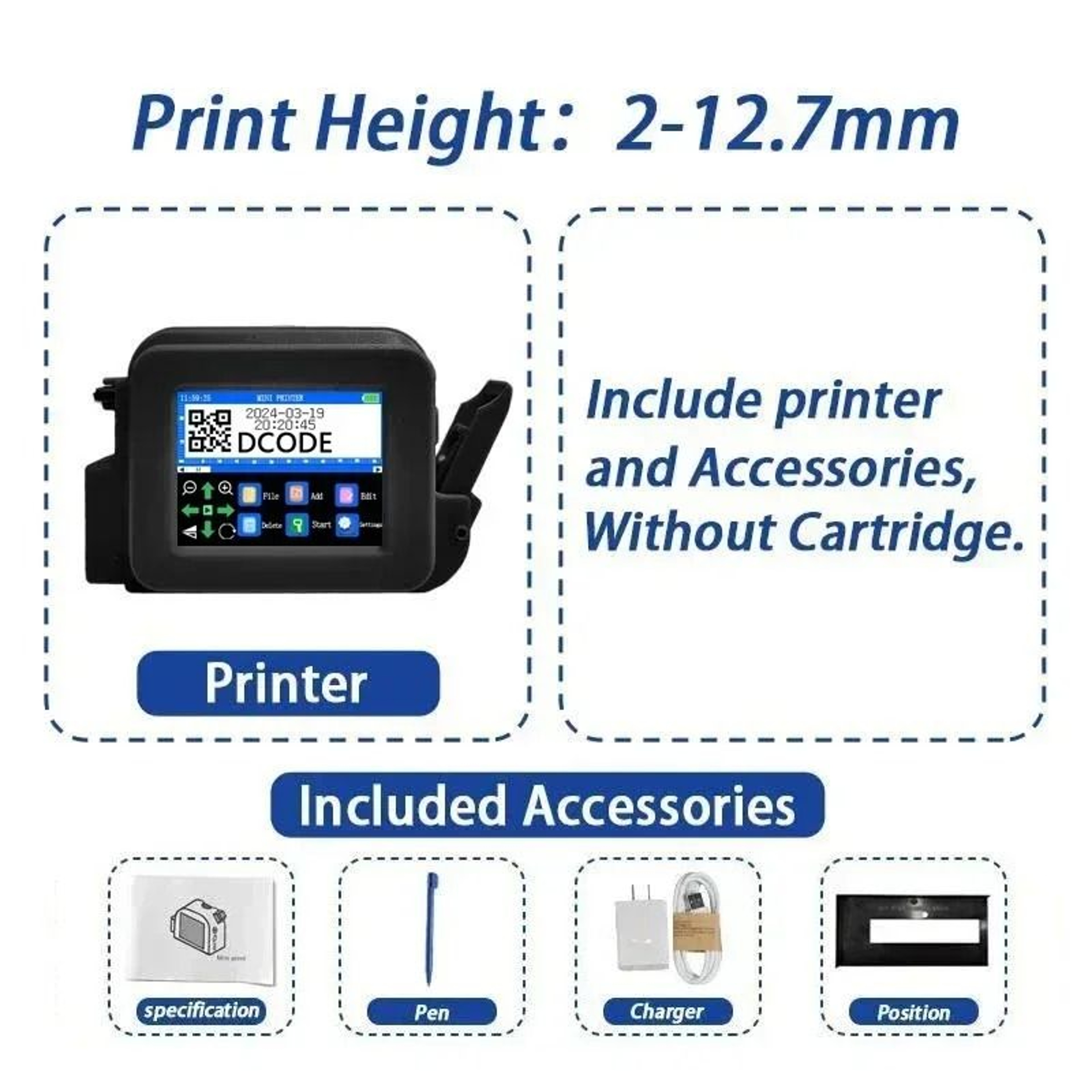 DCODE XMINI 127mm Portable Mini Handheld Inkjet Printer Compact Batch Coding Machine For QR Barcode 6