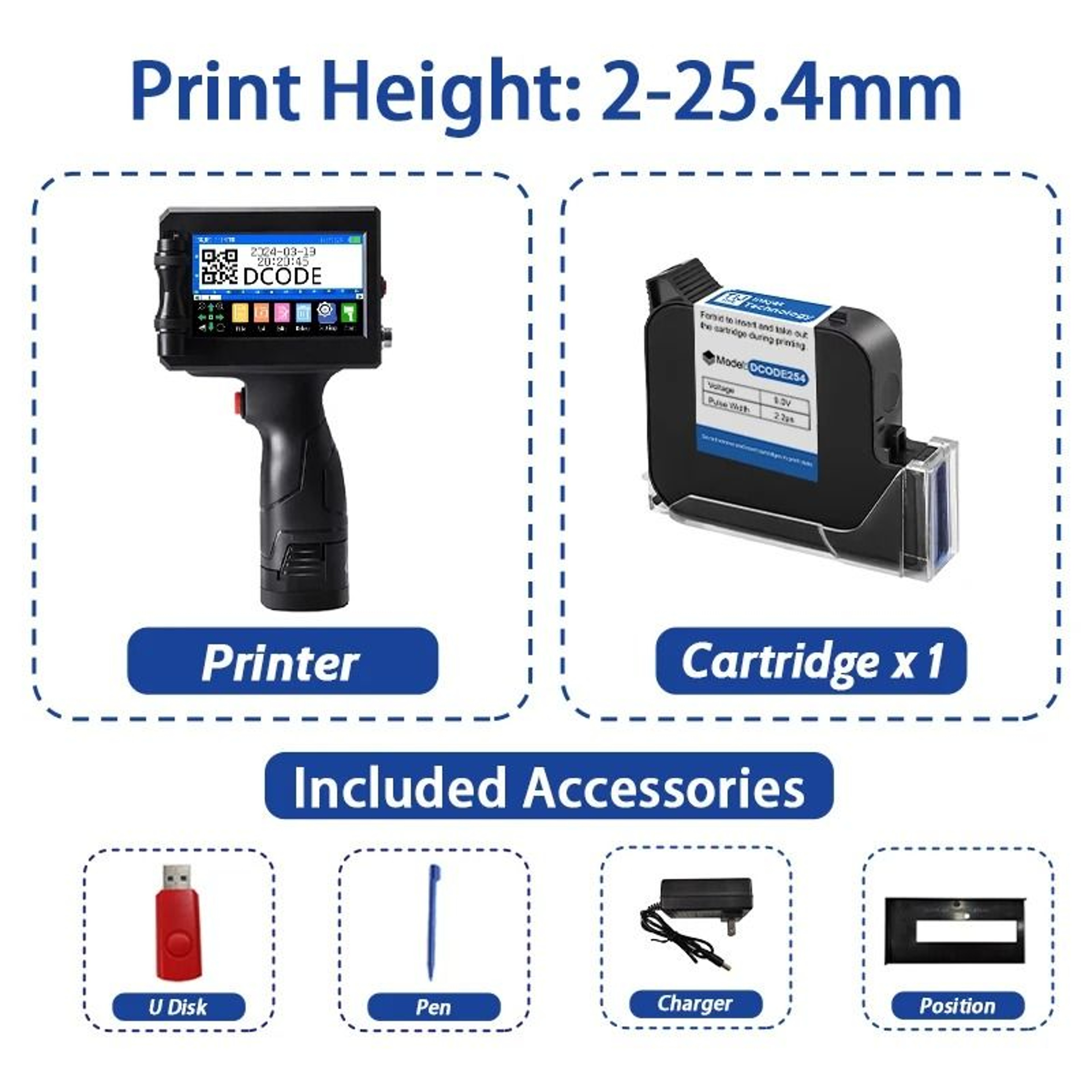 DCODE 1755PLUS1 254mm Portable Handheld Inkjet Printer Large Format Batch Coding Machine For QR Bar 7