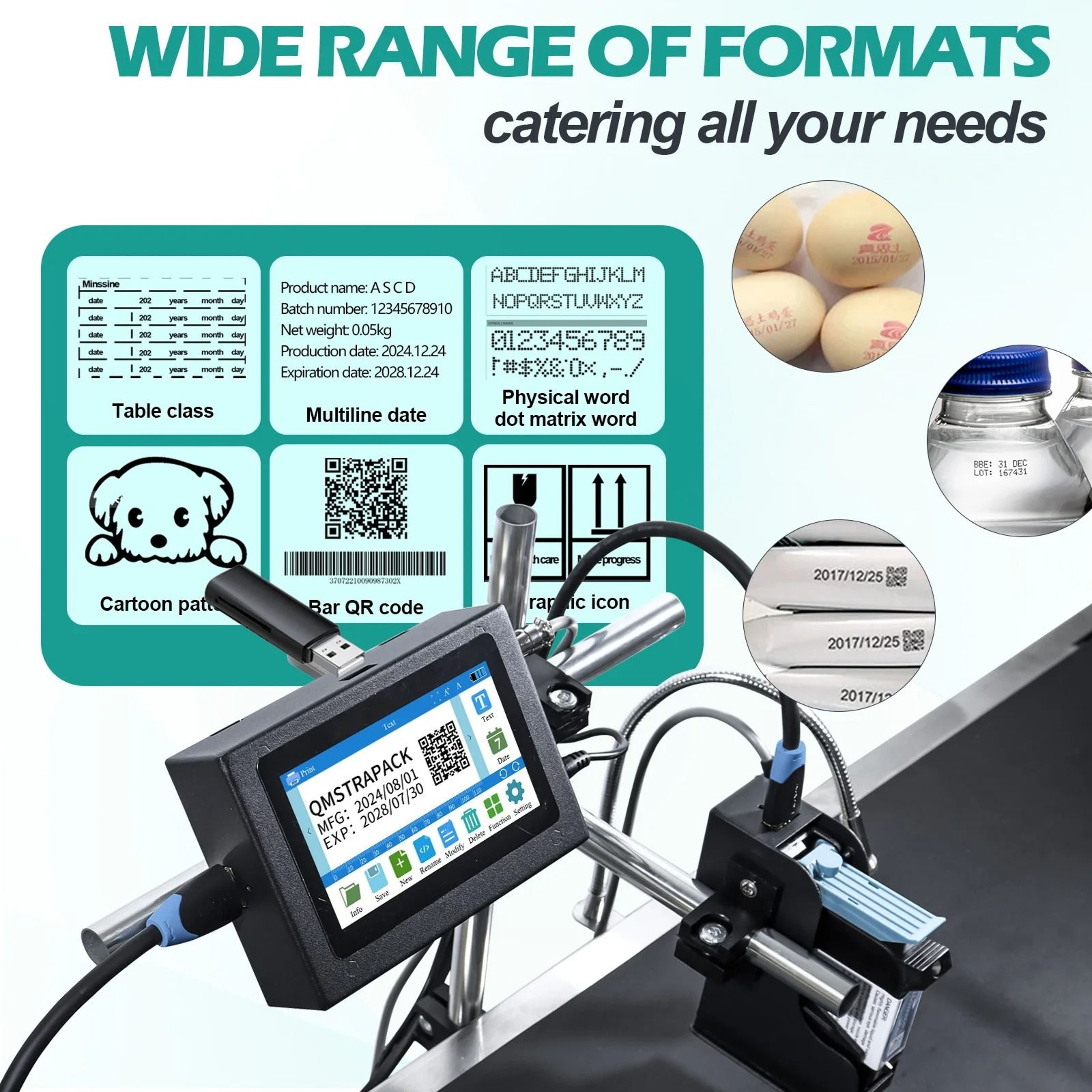 43Inch Industrial Online Thermal Inkjet Printer 127mm  254mm Expiry Date  QR Barcode Coder No Cartr 3
