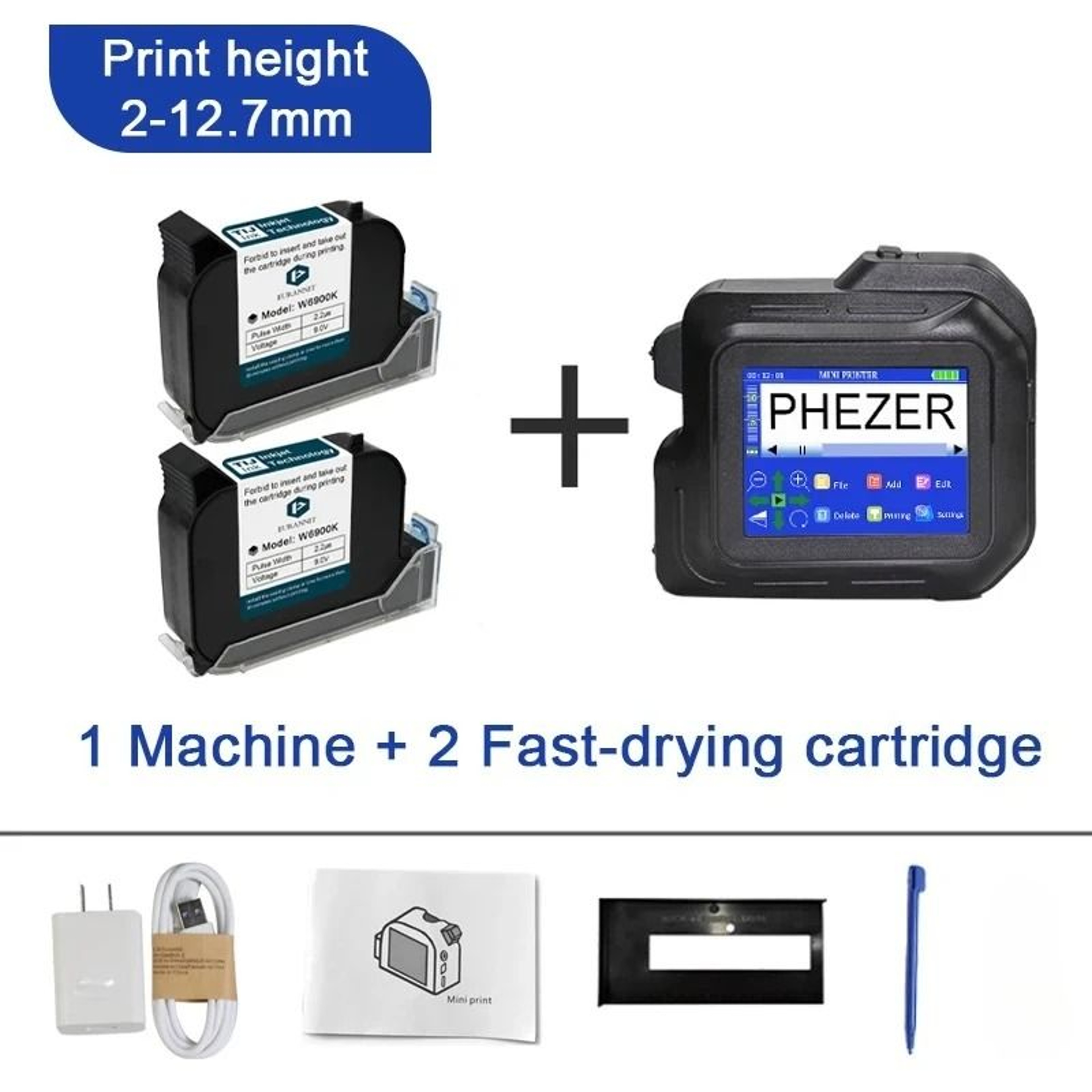 Hp Phezer 2026 PC98 Mini Portable 28Language Handheld Thermal Inkjet Printer For Expiry Date  QR Co 7