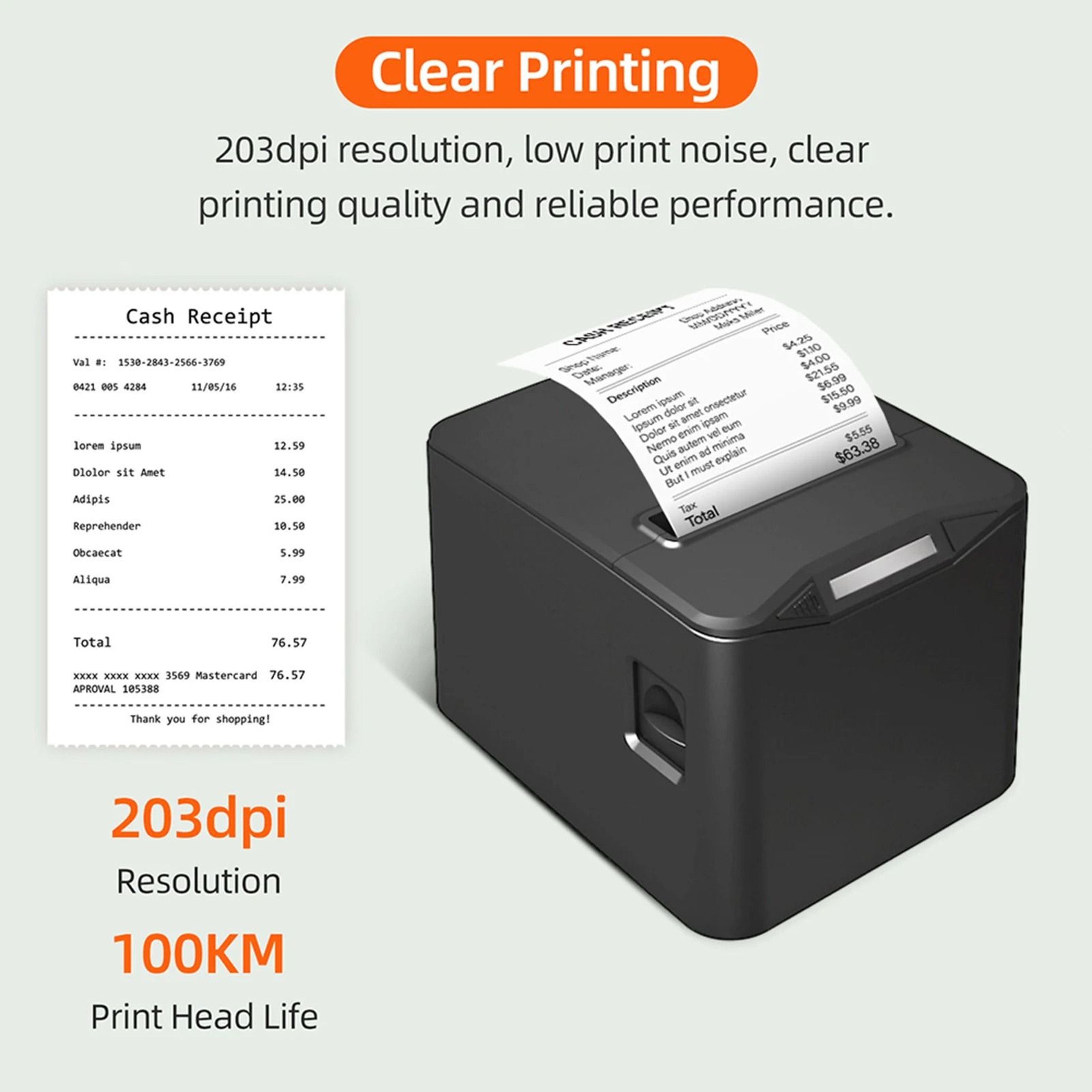 80mm Thermal Receipt Printer HighSpeed USB  LAN Desktop POS Printer With Auto Cutter  Large Paper B 3