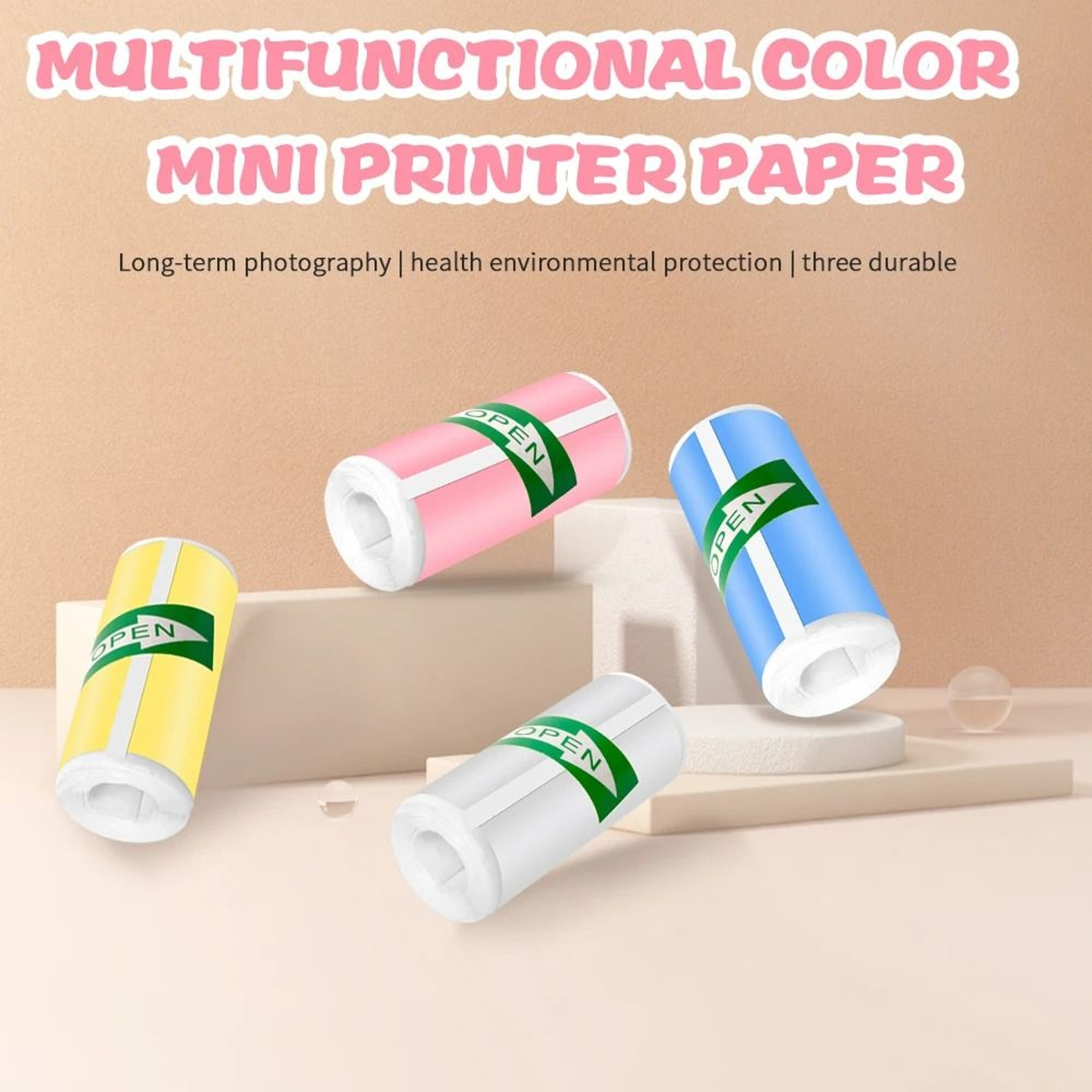 57x25mm HD Mini Thermal Paper Rolls SelfAdhesive Sticker Paper For Portable Pocket Photo Printers 1