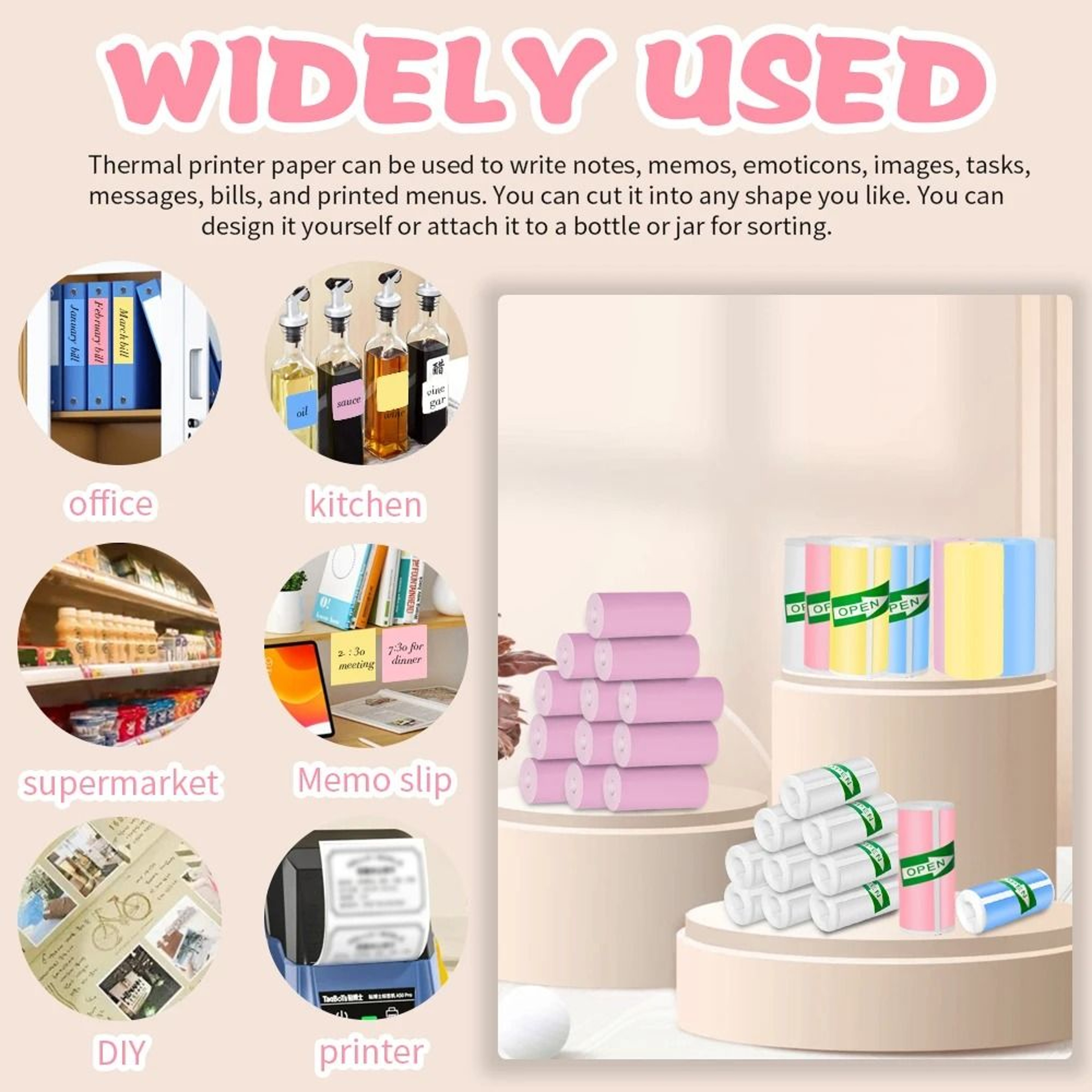 57x25mm HD Mini Thermal Paper Rolls SelfAdhesive Sticker Paper For Portable Pocket Photo Printers 4