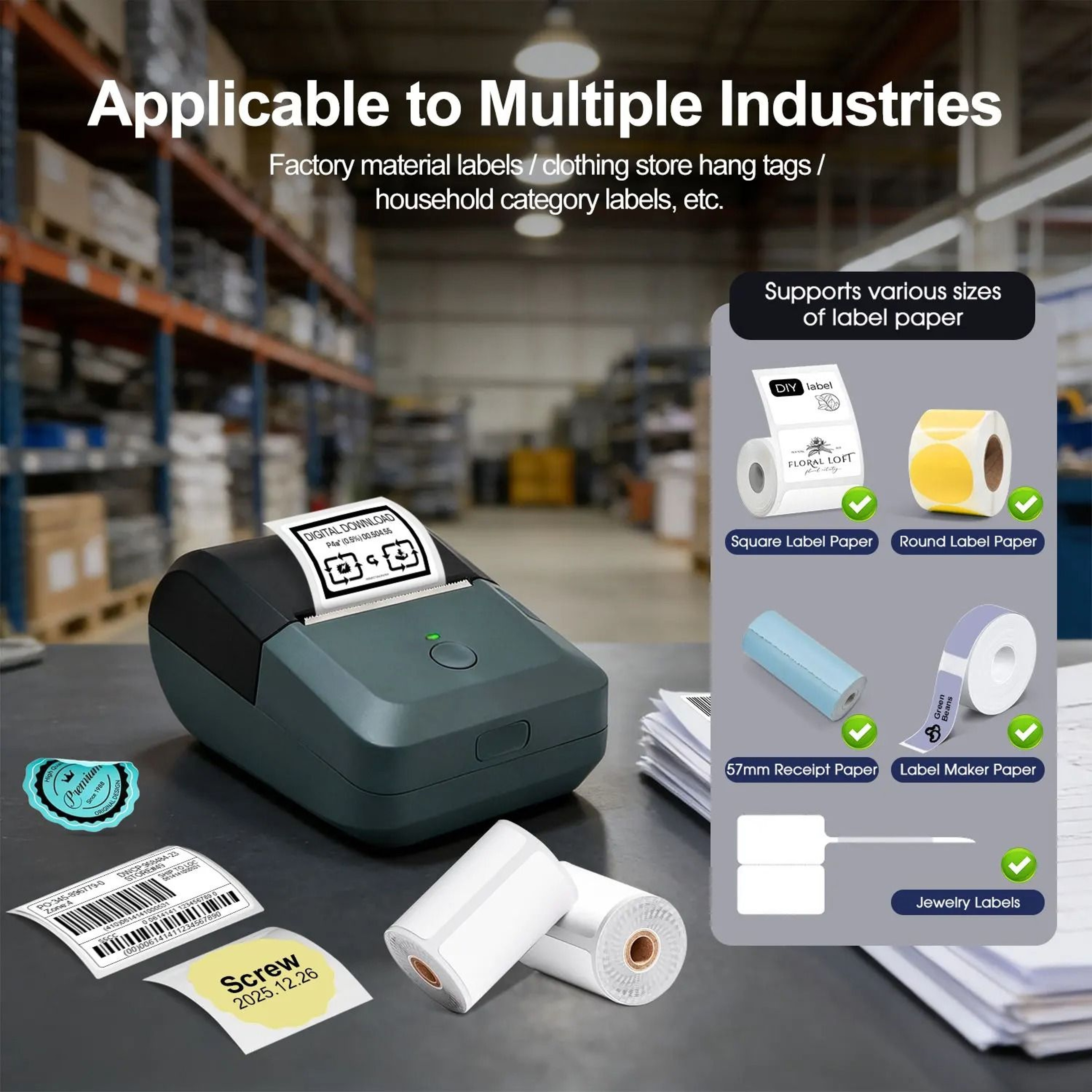 Inkless Bluetooth Thermal Label Printer  Sticker Maker With Color Paper Support For Retail Bakery   2