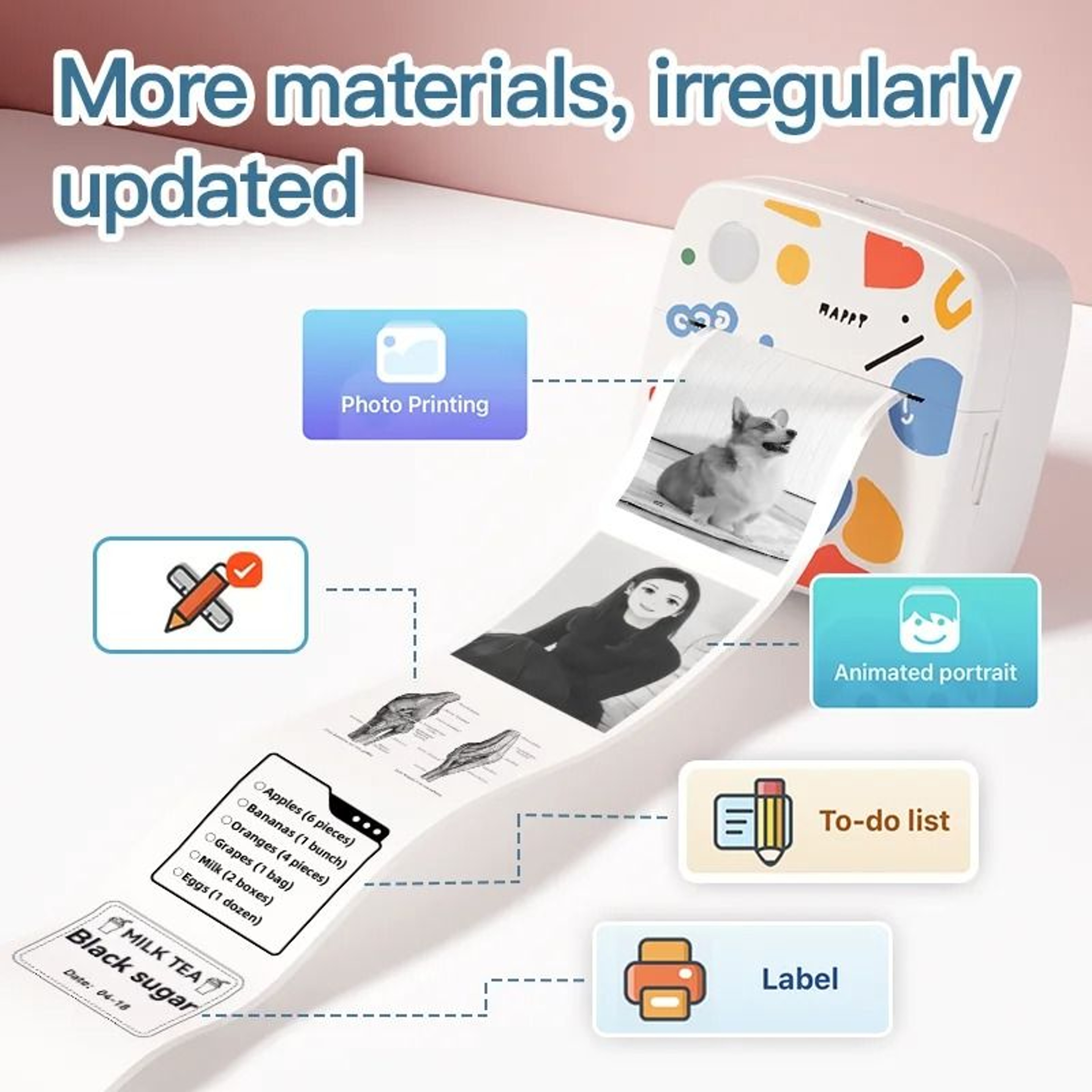 DOLEWA D2 Doodle Mini Portable Thermal Printer Wireless Sticker Maker For Photo  Label DIY Printing 1