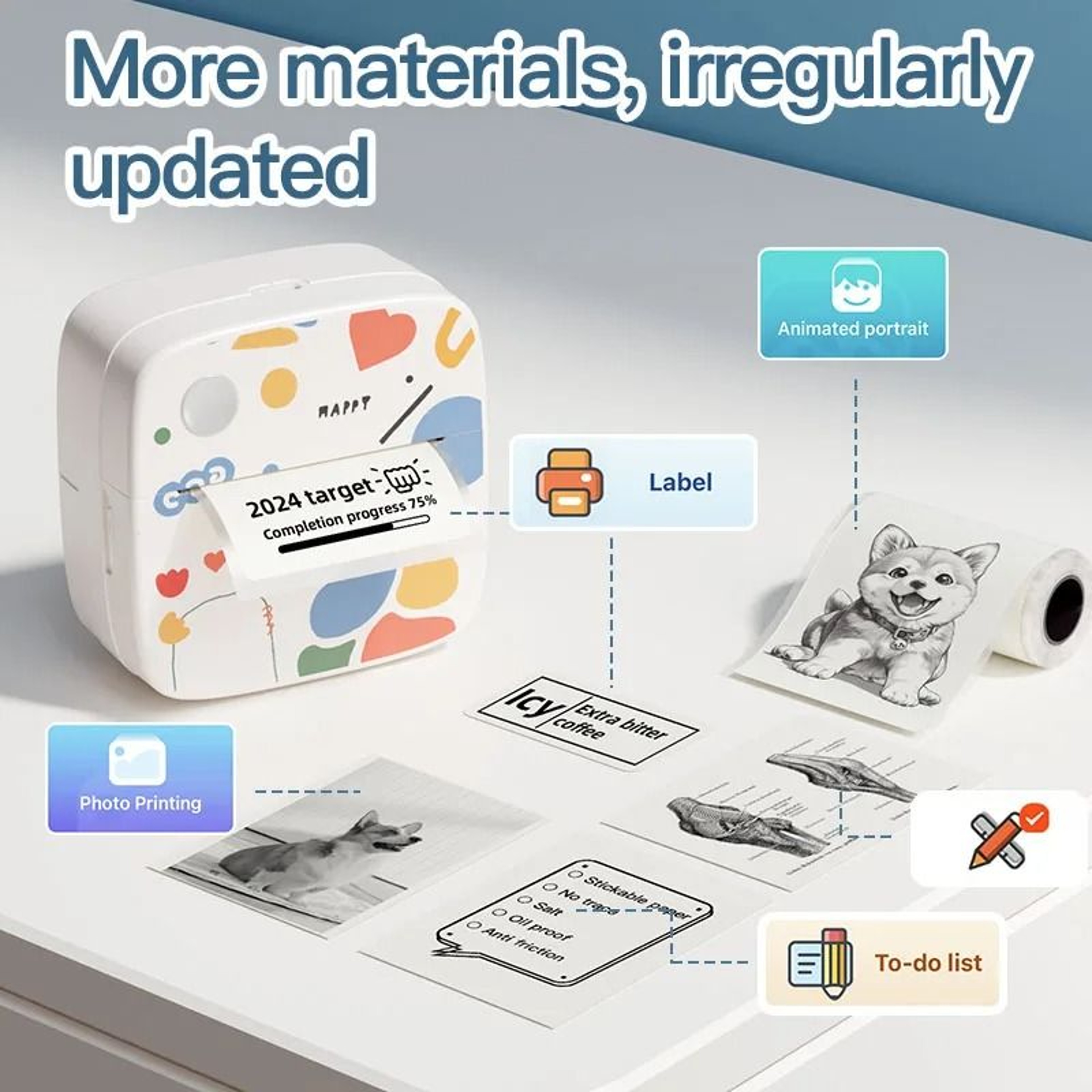DOLEWA D2 Doodle Mini Portable Thermal Printer Wireless Sticker Maker For Photo  Label DIY Printing 0