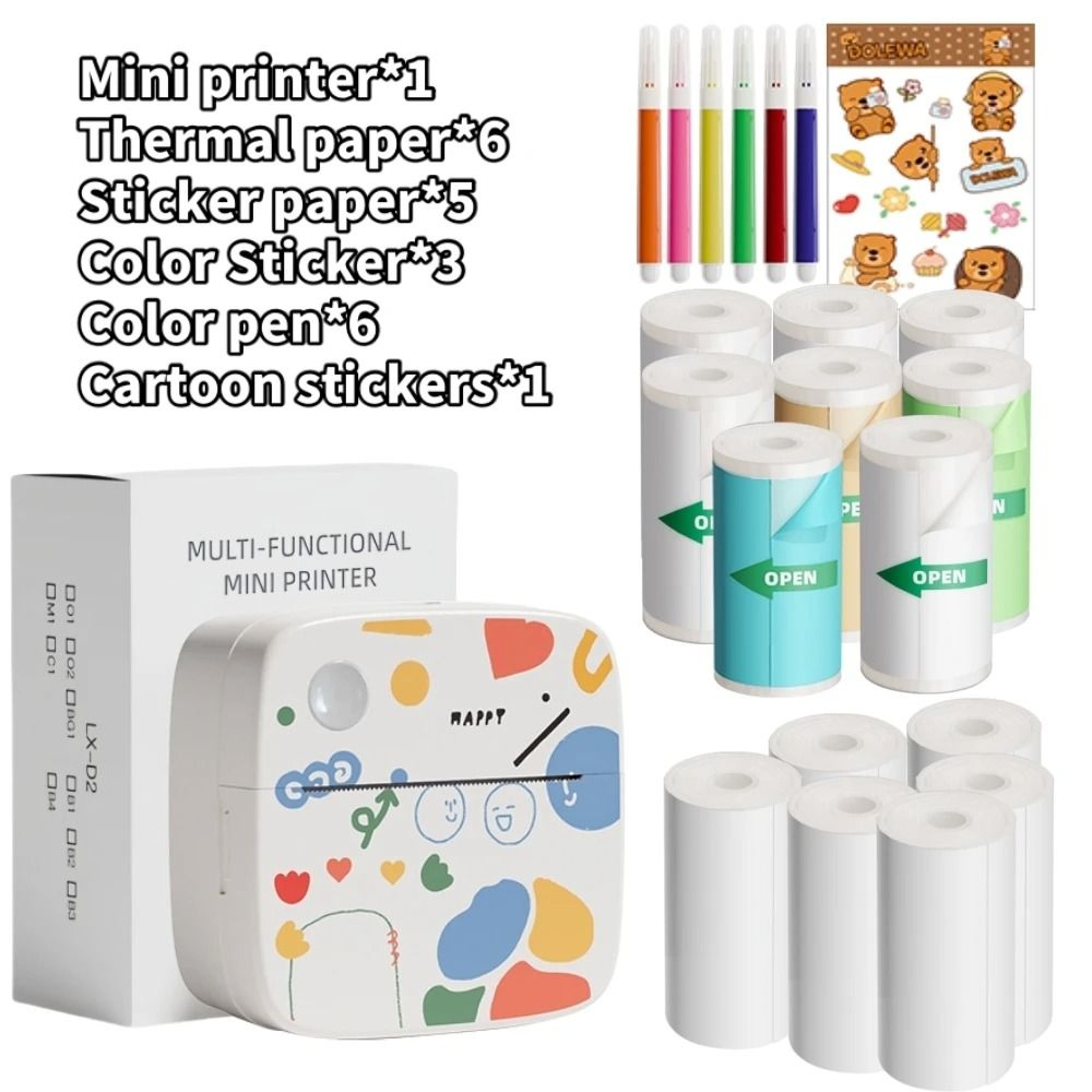 DOLEWA D2 Doodle Mini Portable Thermal Printer Wireless Sticker Maker For Photo  Label DIY Printing 8