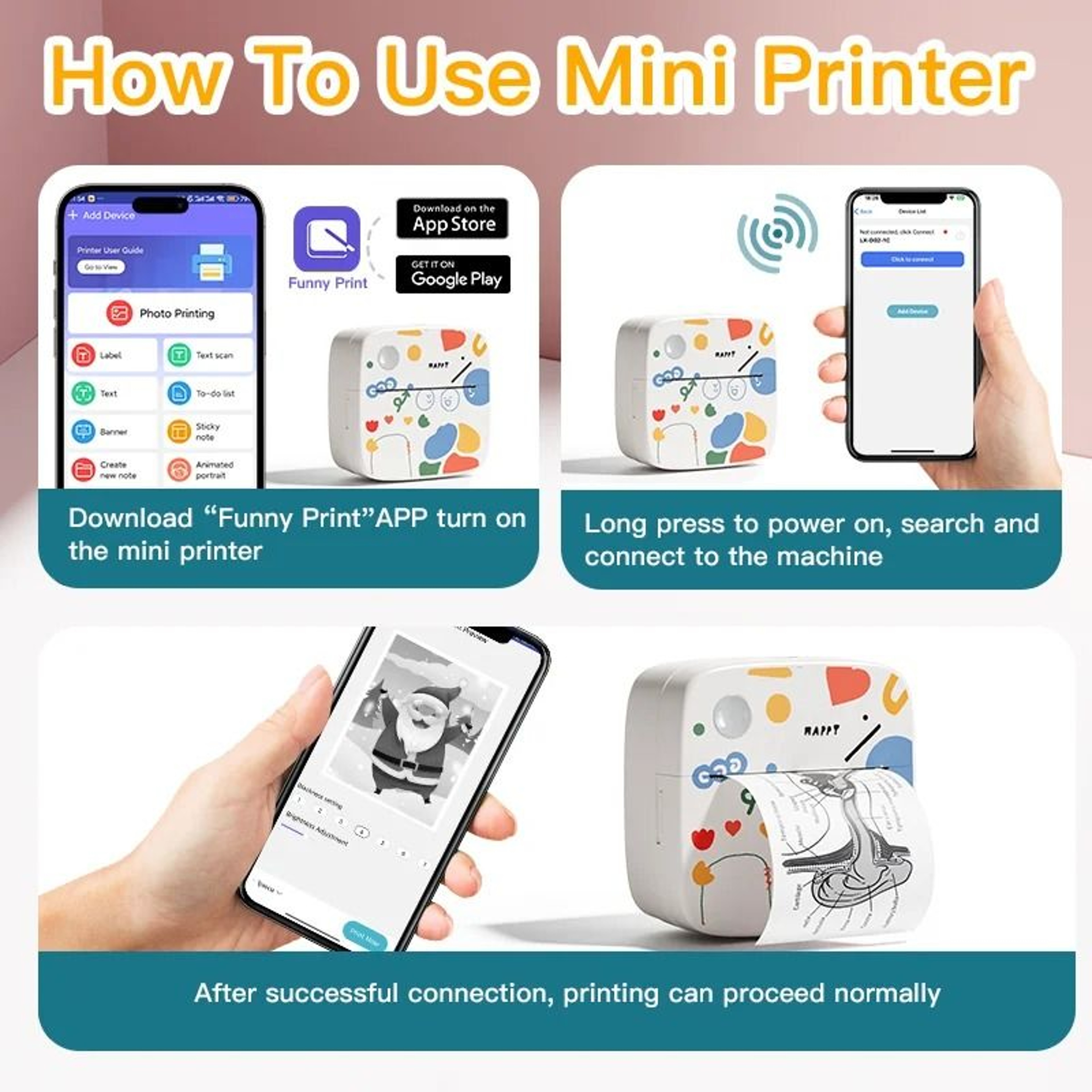 DOLEWA D2 Doodle Mini Portable Thermal Printer Wireless Sticker Maker For Photo  Label DIY Printing 5