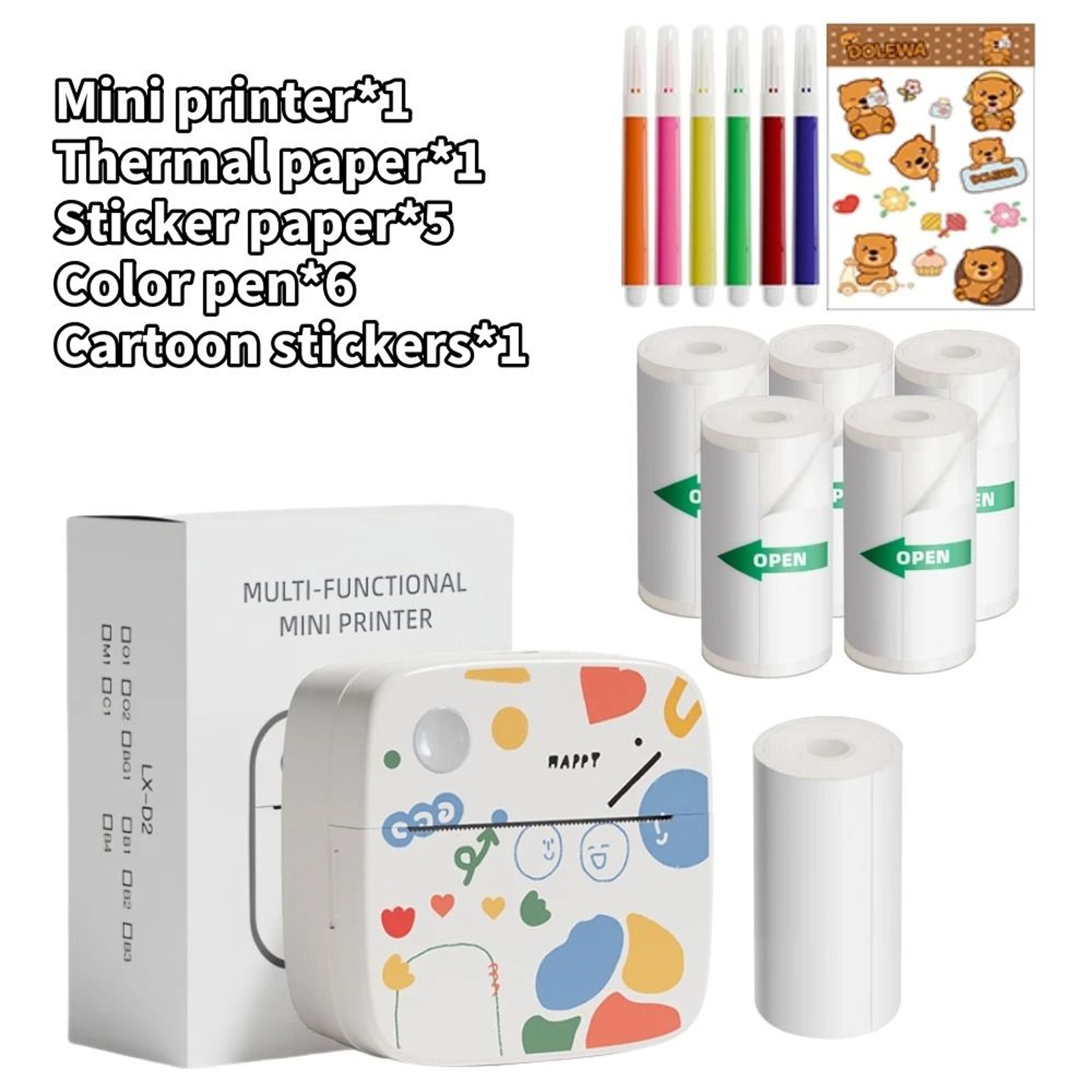 DOLEWA D2 Doodle Mini Portable Thermal Printer Wireless Sticker Maker For Photo  Label DIY Printing 7