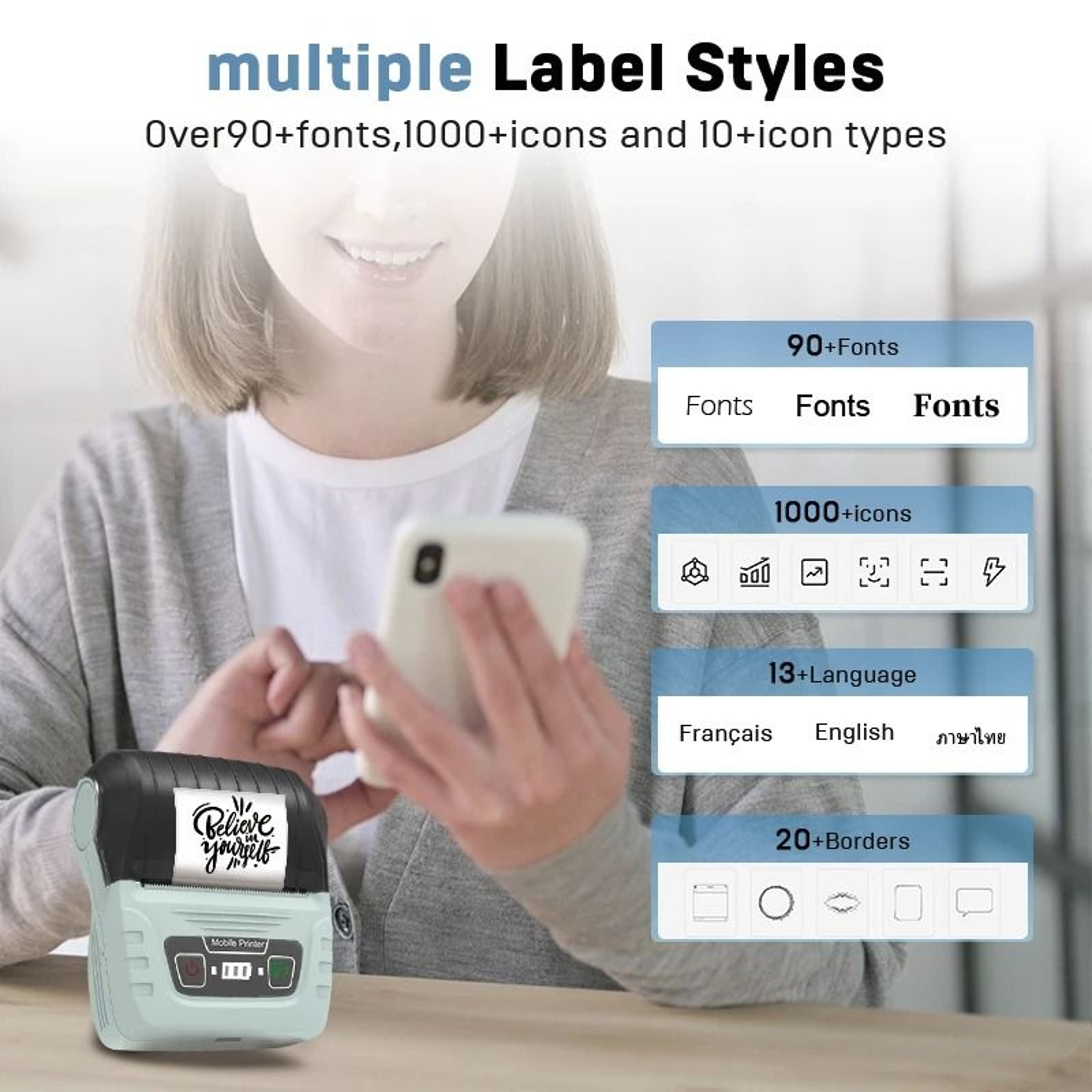 SK58 Wireless Bluetooth Thermal Label Printer SelfAdhesive Sticker Maker For Barcodes  DIY Tagging 2