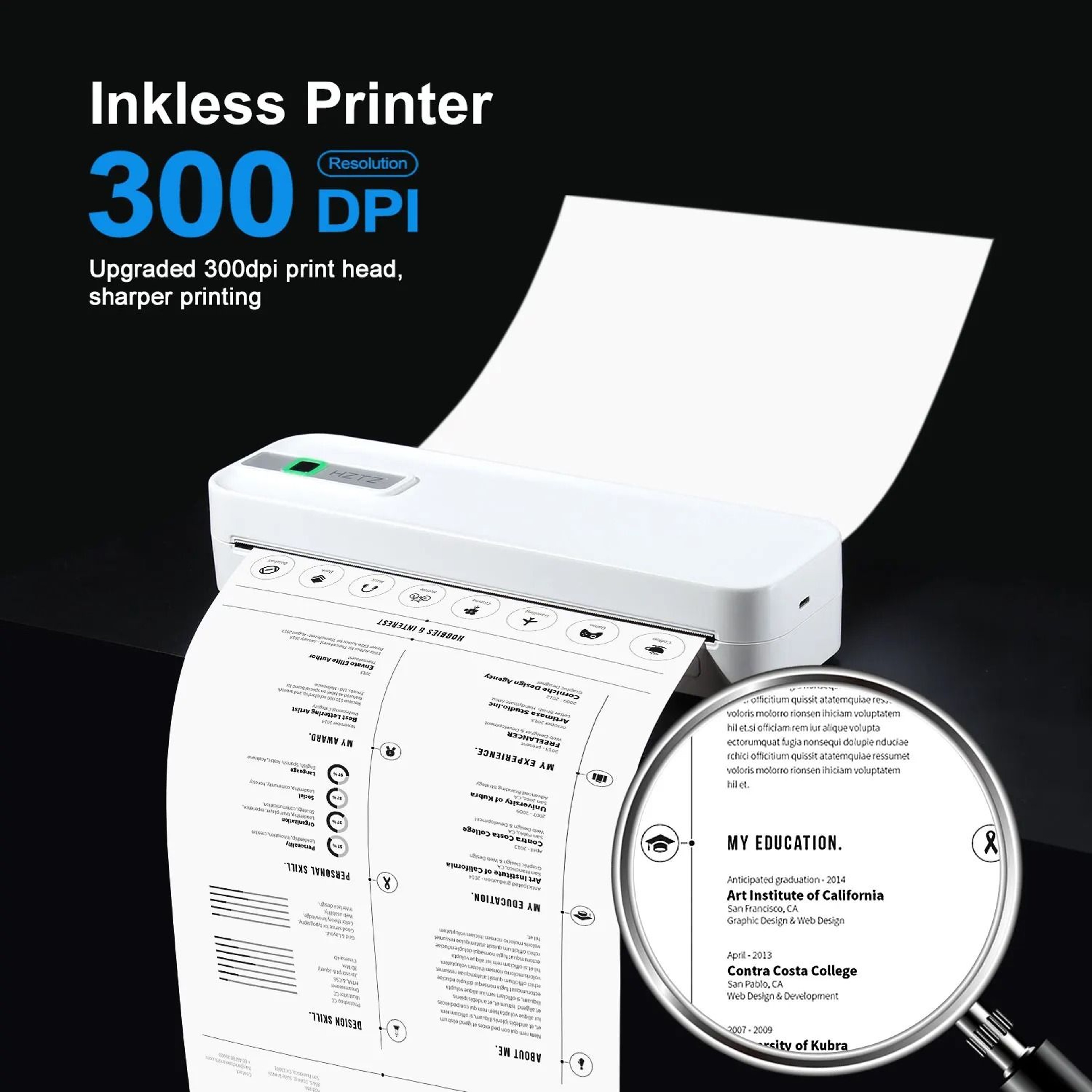 A4 Portable Wireless Bluetooth Inkless Thermal Printer 300DPI For Smartphones Laptops PDF Documents 1