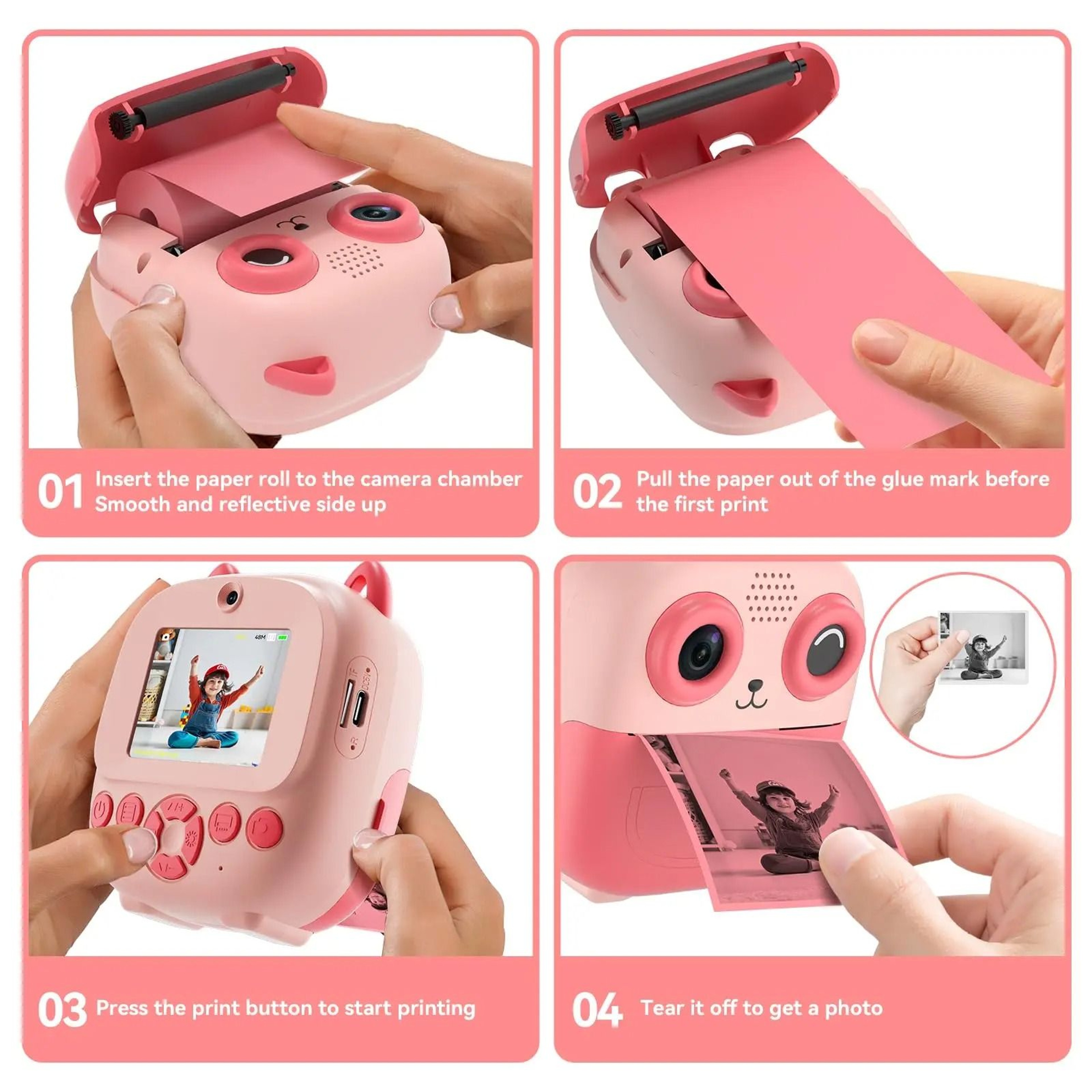 Digital Selfie Instant Print Camera With Thermal Printer  Print Paper Rolls  5 Monochrome Colors 3