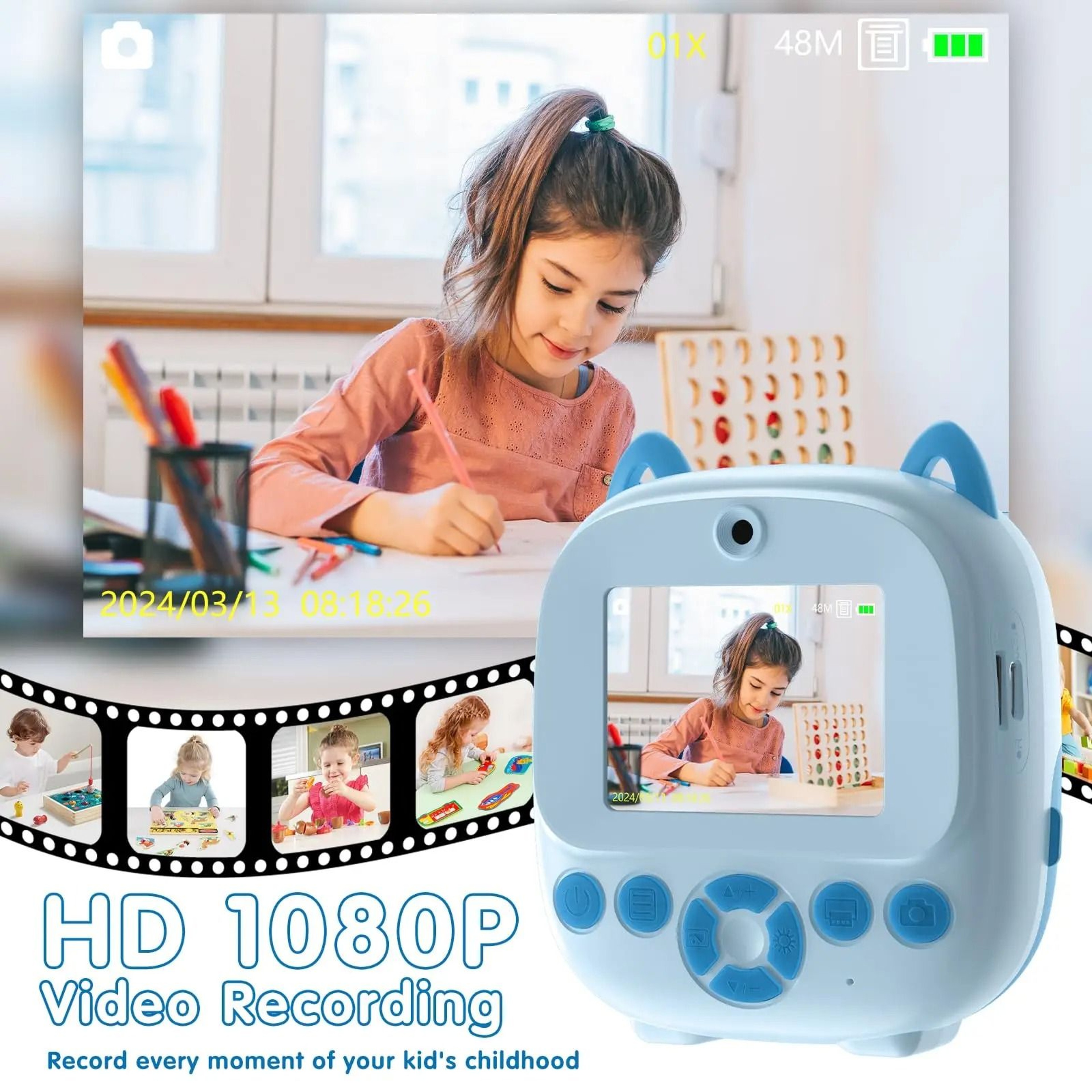 Digital Selfie Instant Print Camera With Thermal Printer  Print Paper Rolls  5 Monochrome Colors 2