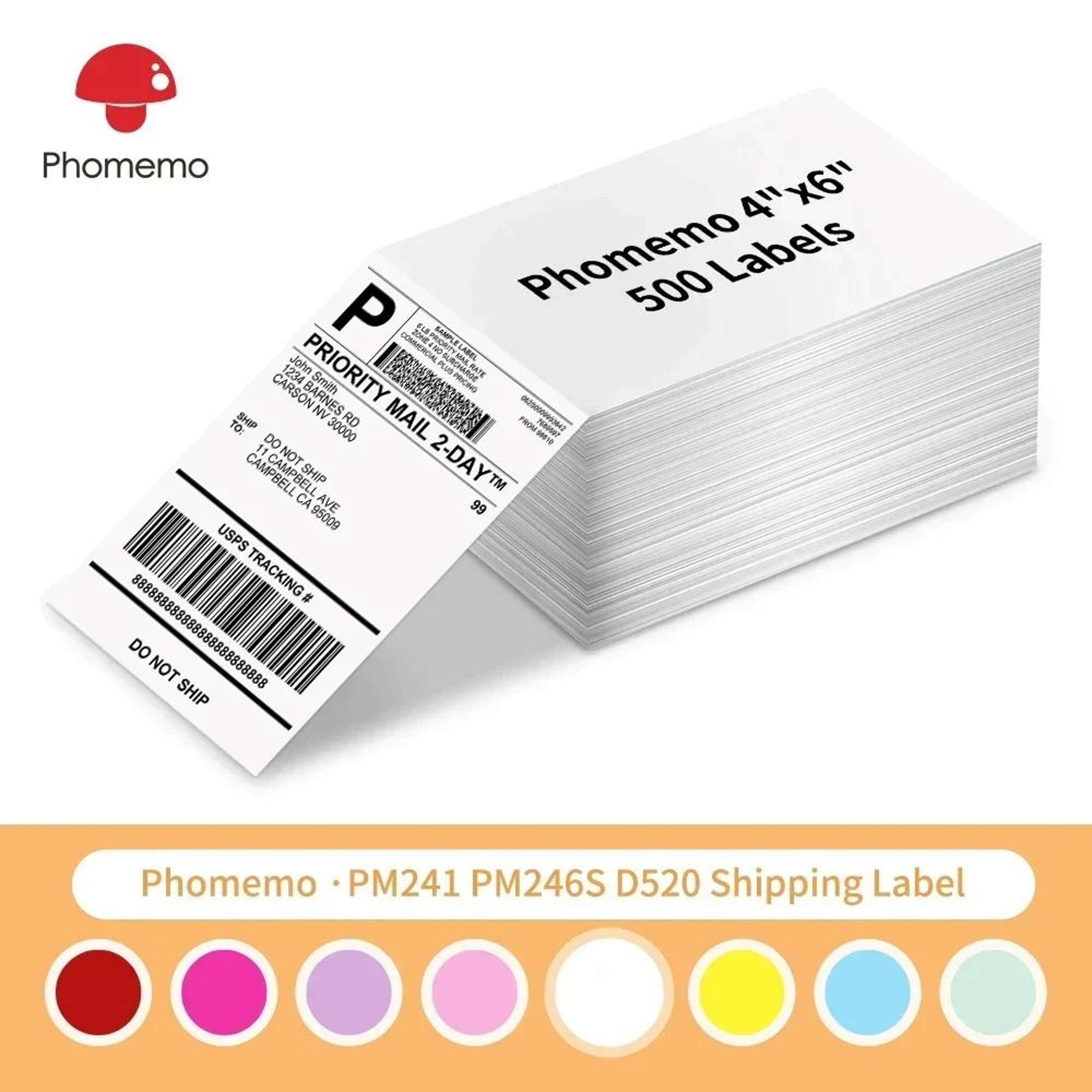Phomemo 241BT  246S Thermal Shipping Labels 100x150mm 4x6 Inch FanFold Address Sticker Supplies 0