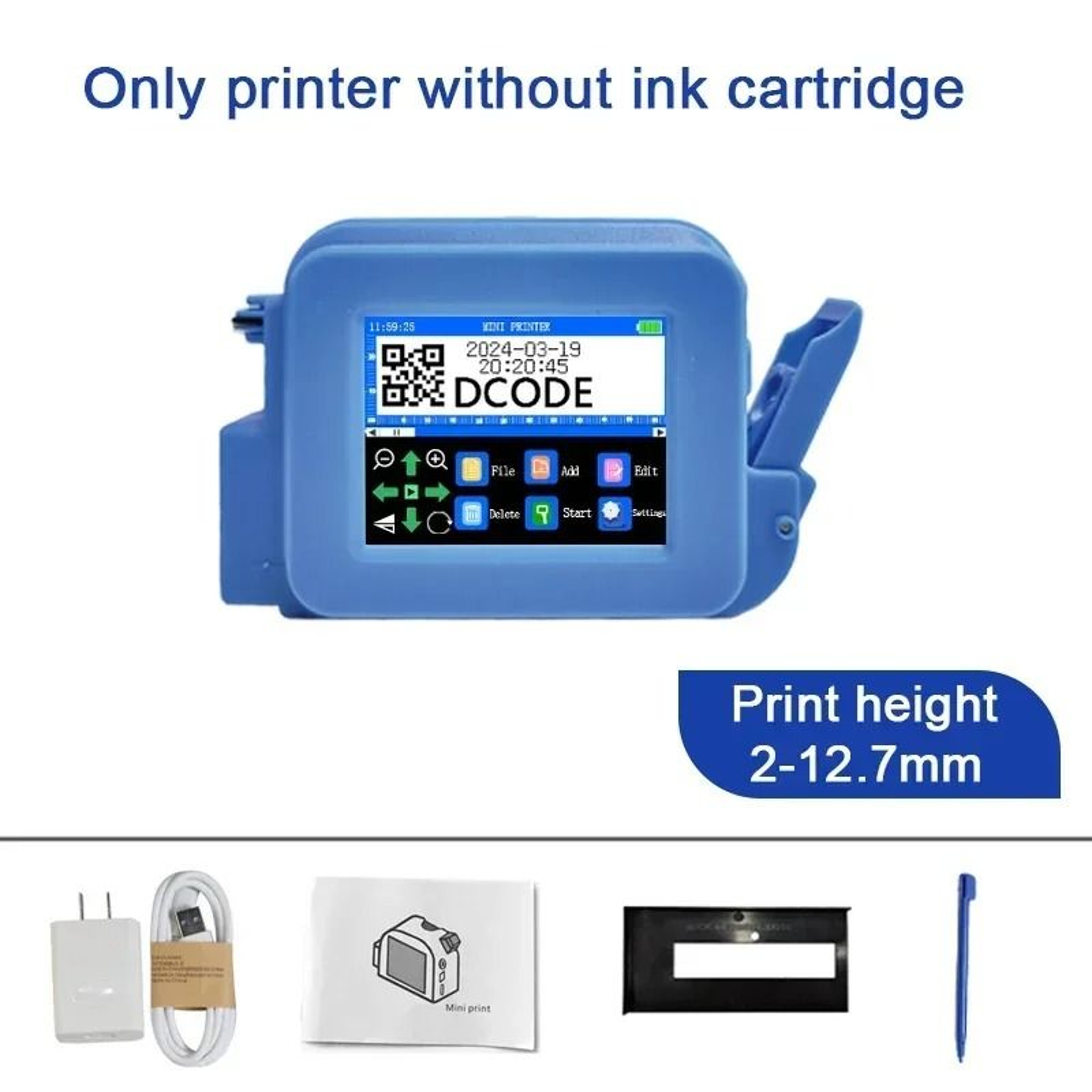 DCODE Blue XMINI 127mm Portable Handheld Thermal Inkjet Printer Code Marking Machine For Text QR Co 6